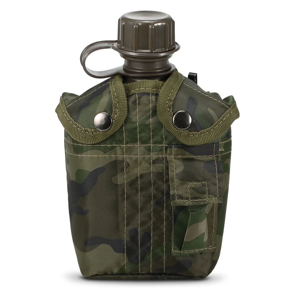1L Camouflage Military Canteen with Carry Pouch Outdoor Tactical Survival Canteen for Camping Hiking Backpacking Essentials