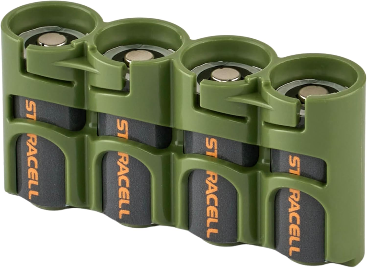Slimline CR123 Battery Storage Caddy, Military Green, Holds 4 Batteries (Not Included)