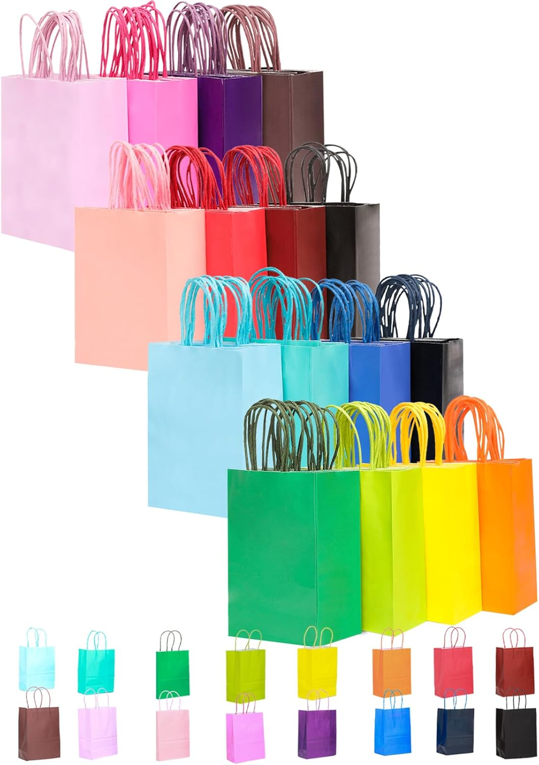 qiqee 32-Pack Large Kraft Paper Gift Bags with Handles, 16 Colors, 33x25x13cm... - Picture 9 of 9