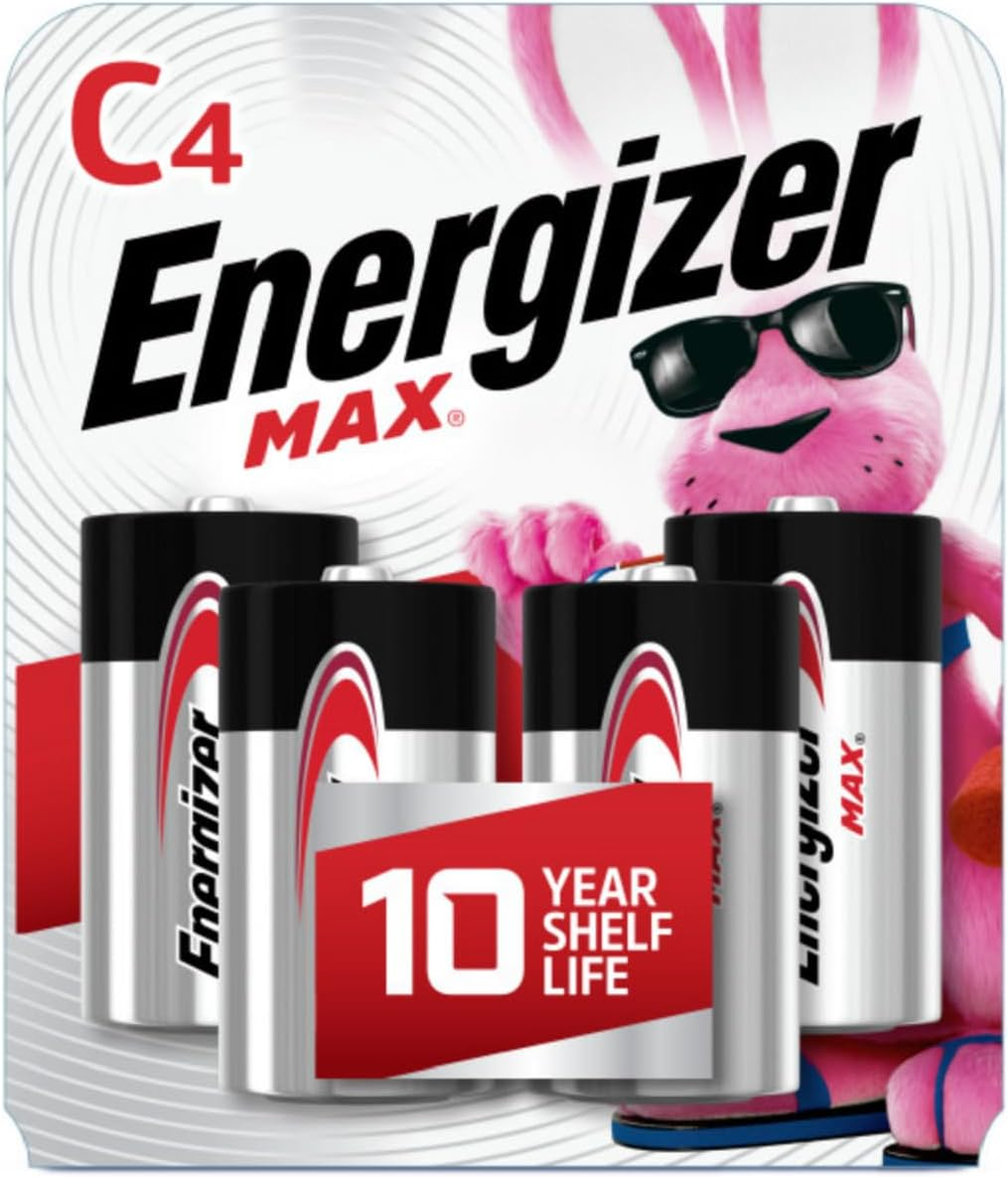 Energizer Max C Batteries, Premium Alkaline C Cell Batteries (4 Battery Count)