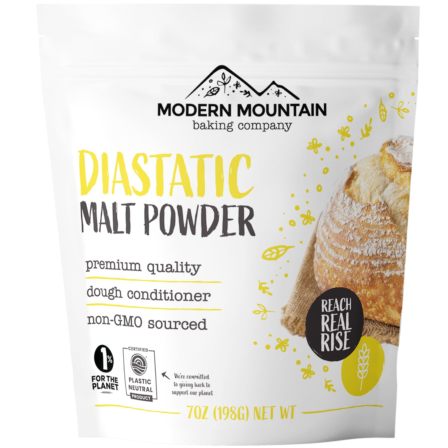 Diastatic Malt Powder (7Oz) Dry Malt Powder for Baking, Improve Dough Rise, Enhance Bread Texture and Flavor, Perfect for Bread and Pizza, Non-Gmo Sourced, Premium Quality, 100% Malted Barley Flour