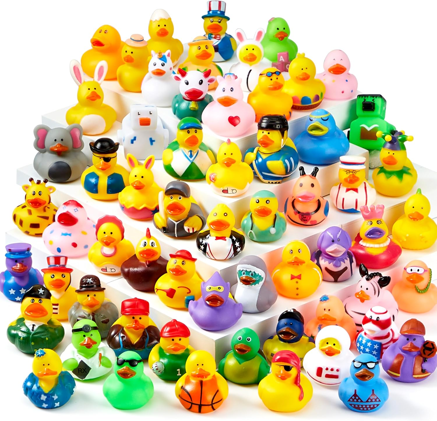 30 Pcs Rubber Ducks, Random Assortment Ducks Bulk with Mesh Carry Bag, Mini Rubber Duckies for Baby Bath Toys, Kids Toddler Summer Pool Toys Birthday Gifts Party Favors