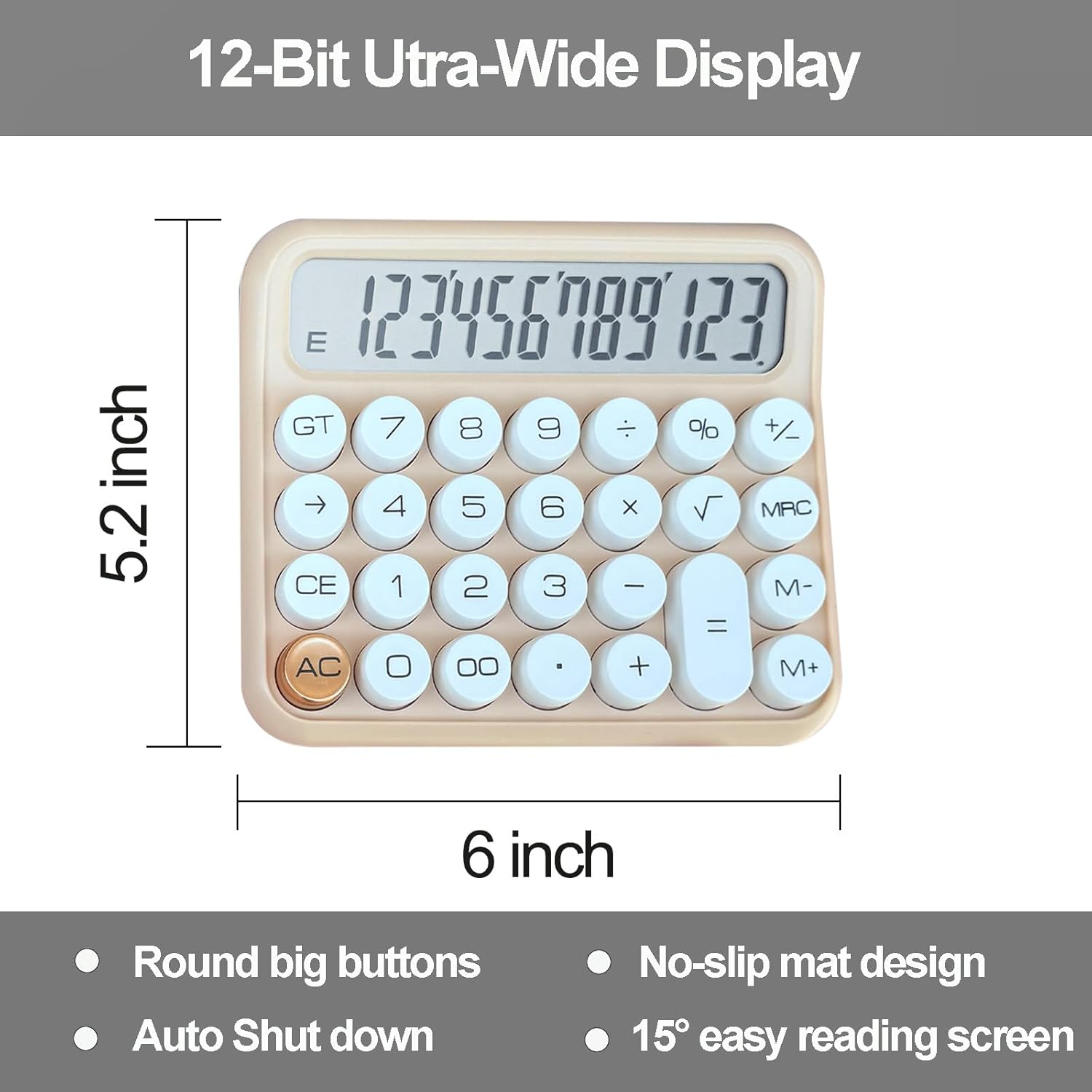 Benkaim Calculators, Desk Calculator,Basic Standard Calculator,12 Digit Large... - Picture 3 of 19