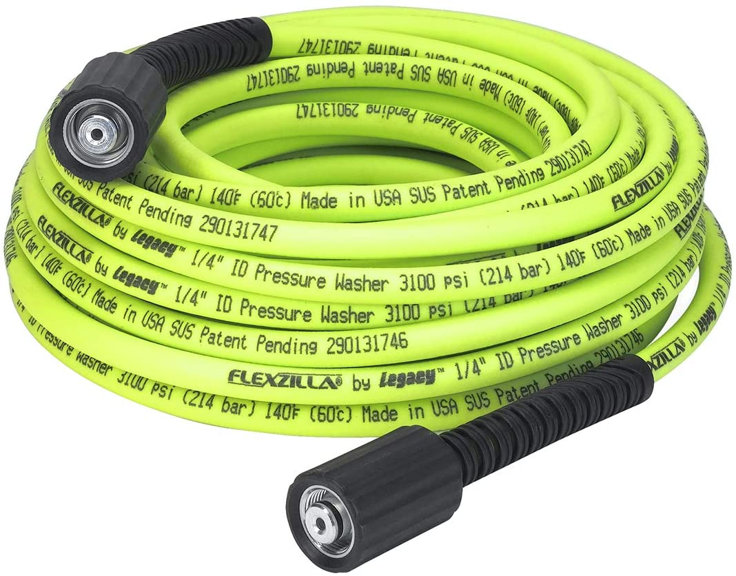 Flexzilla Pressure Washer Hose with M22 Fittings, 1/4 in. x 50 ft., ZillaGreen - HFZPW3450M