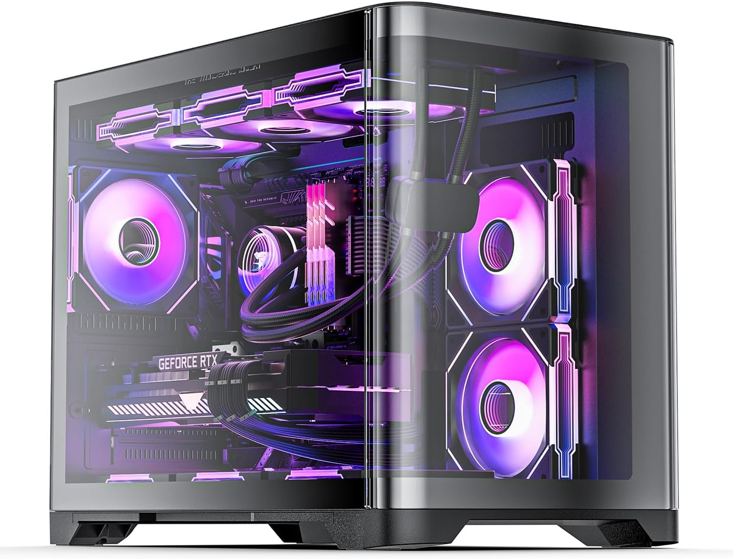 Micro ATX Dual Chamber PC Case - 180 Full View Tempered Glass, USB3.0, 360Mm Radiator Support, RTX 40 Compatible, High Airflow Full-Tower MATX Gaming Case - Pegasus-Black
