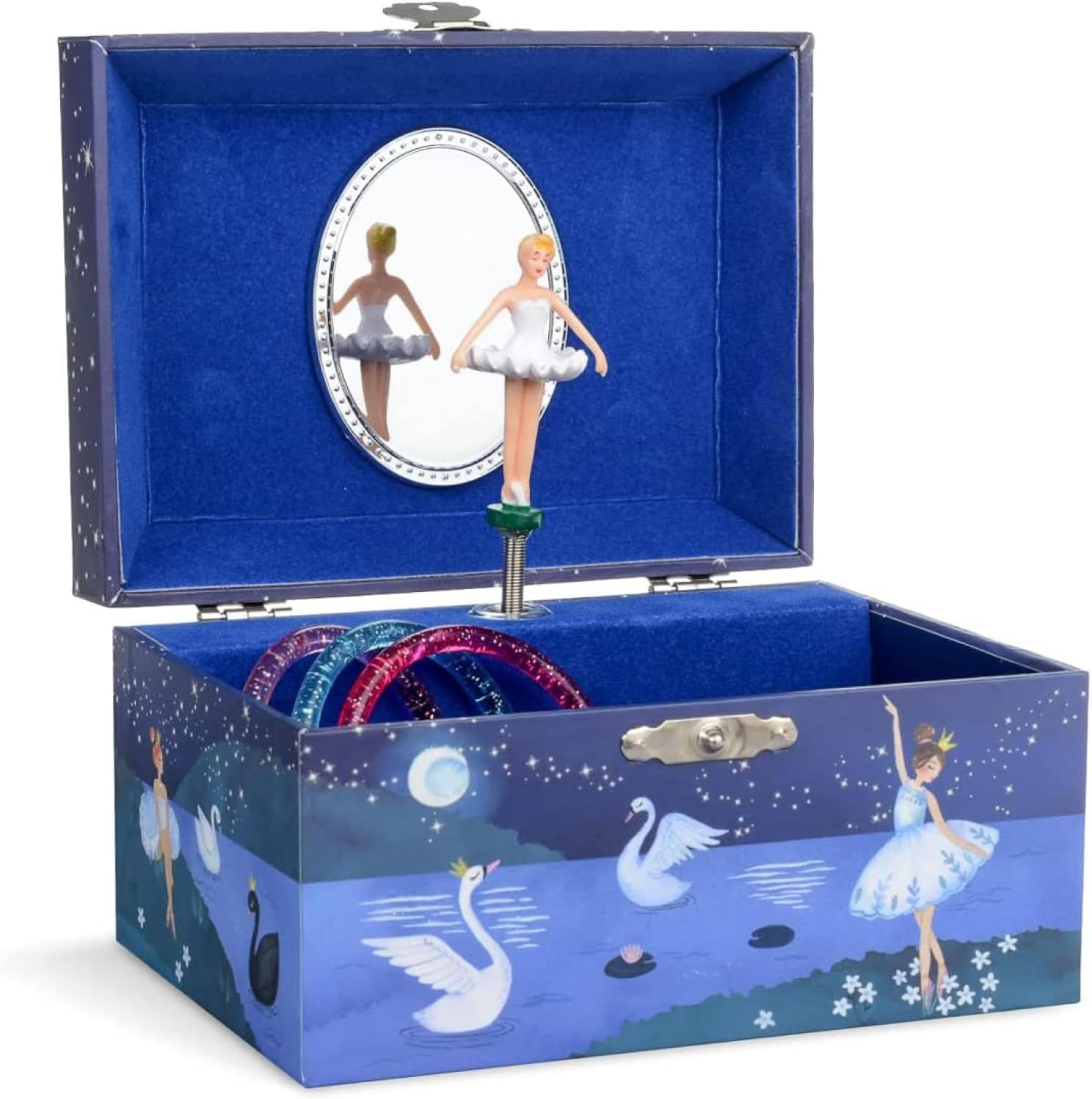 Girl'S Musical Jewelry Storage Box with Spinning Ballerina, Glitter