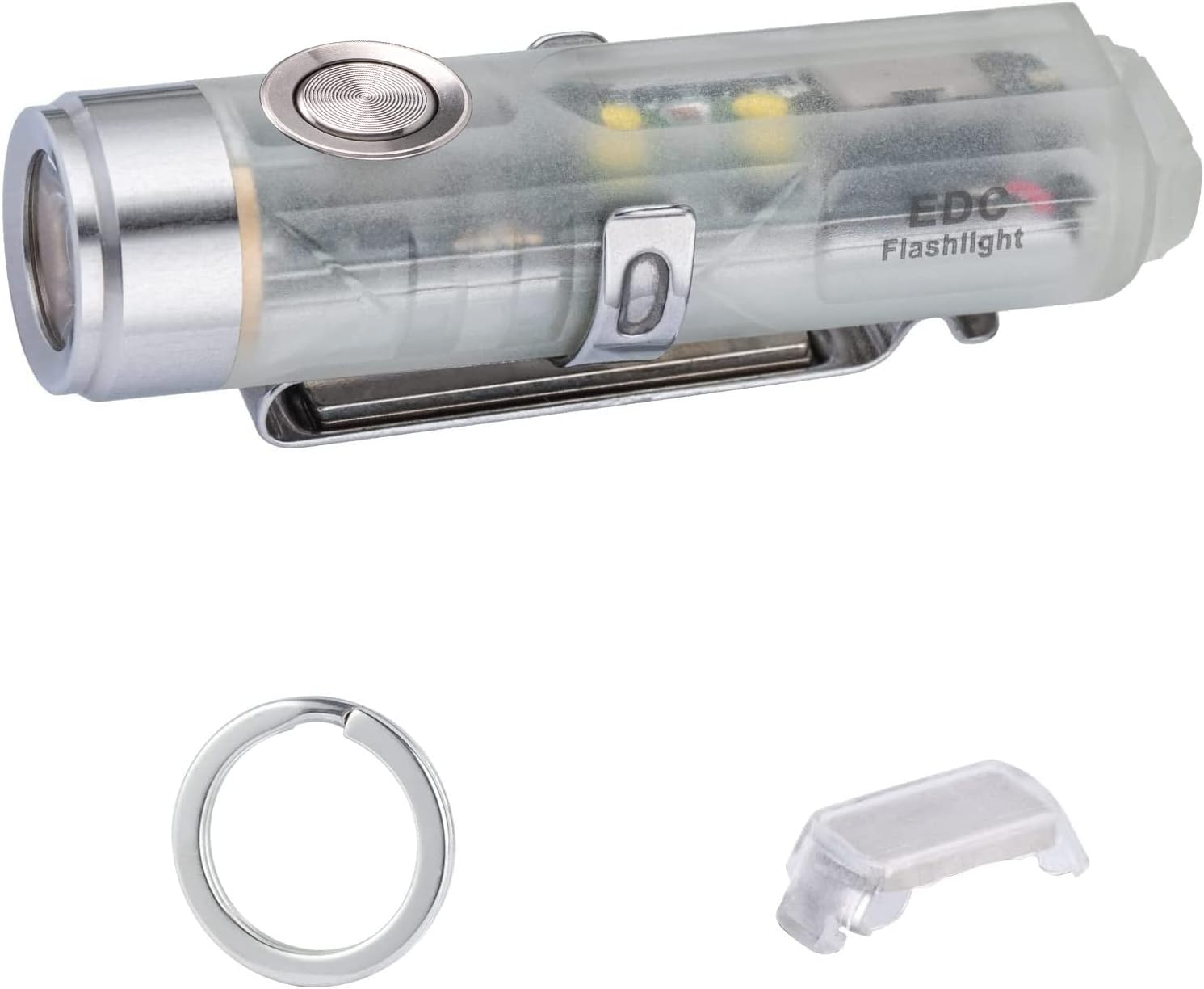 Rovyvon Aurora A5 G4 Rechargeable Keychain Flashlight, USB C Charging, 5000K, 420 Lumens EDC Flashlights with Magnetic Pocket Clip and Base, Fluorescent, Red Signal/White Sidelight