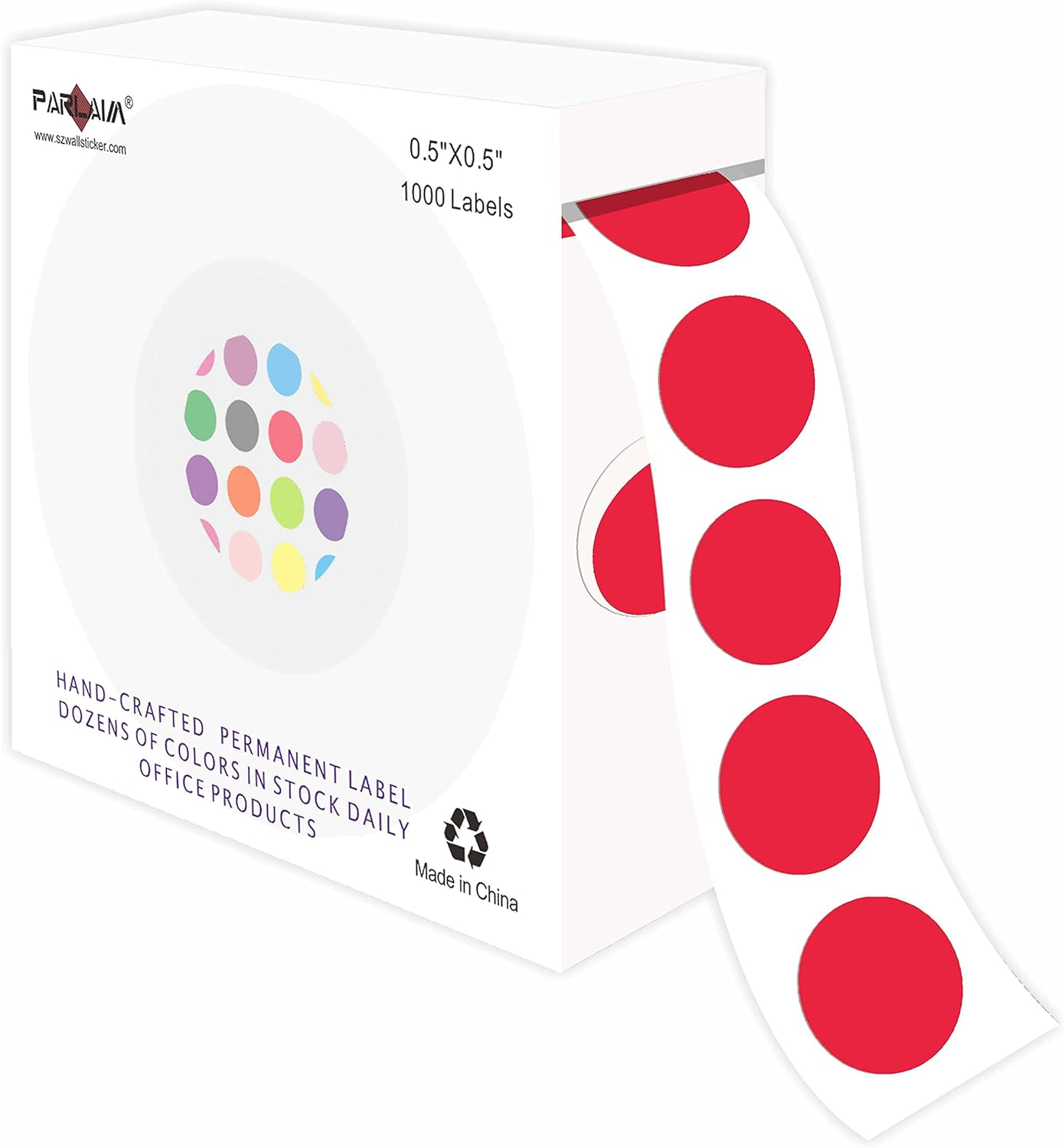 1000PCS 1/2 Inch round Permanent Color-Code Dot Stickers,Circle Colorful Coding Label Sticker for Home Office Classroom(Red)