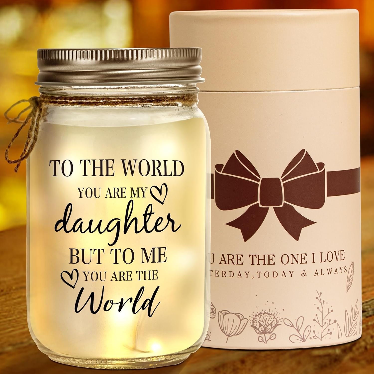 Mason Jar Night Light Gift for Daughter, Mothers Day Gifts for Daughter from Mom Dad, Home Decoration Lights, Personalized Night Light Birthday Graduation Christmas Gift for Daughter