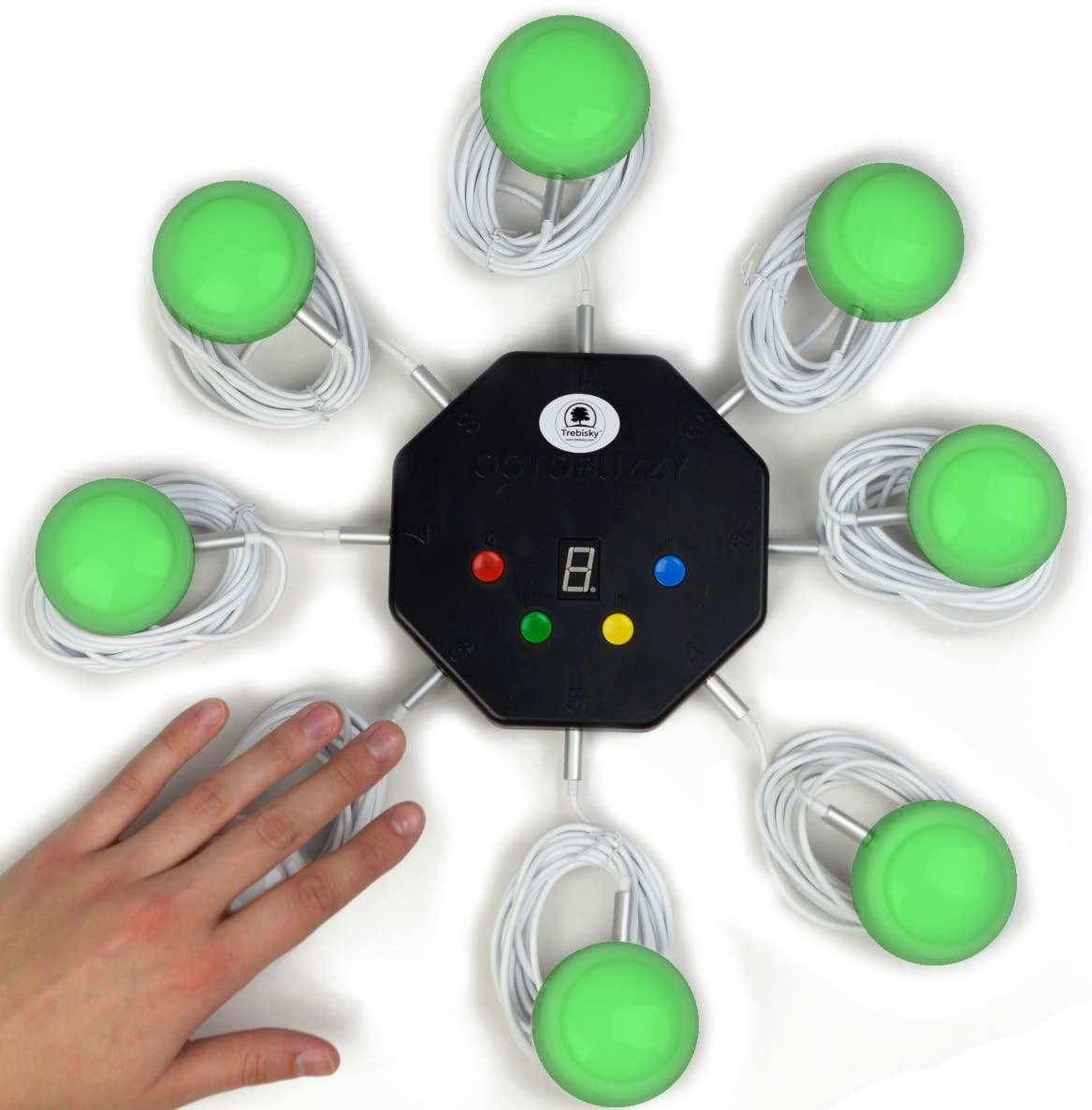 Buzzer for Game Show, Educational and Classroom Quiz, Family Games Night, Jeopardy Trivia, Set of 8 LED Light Answer Buzzers, System W/ 3Ft Cables(System 2Nd Gen)