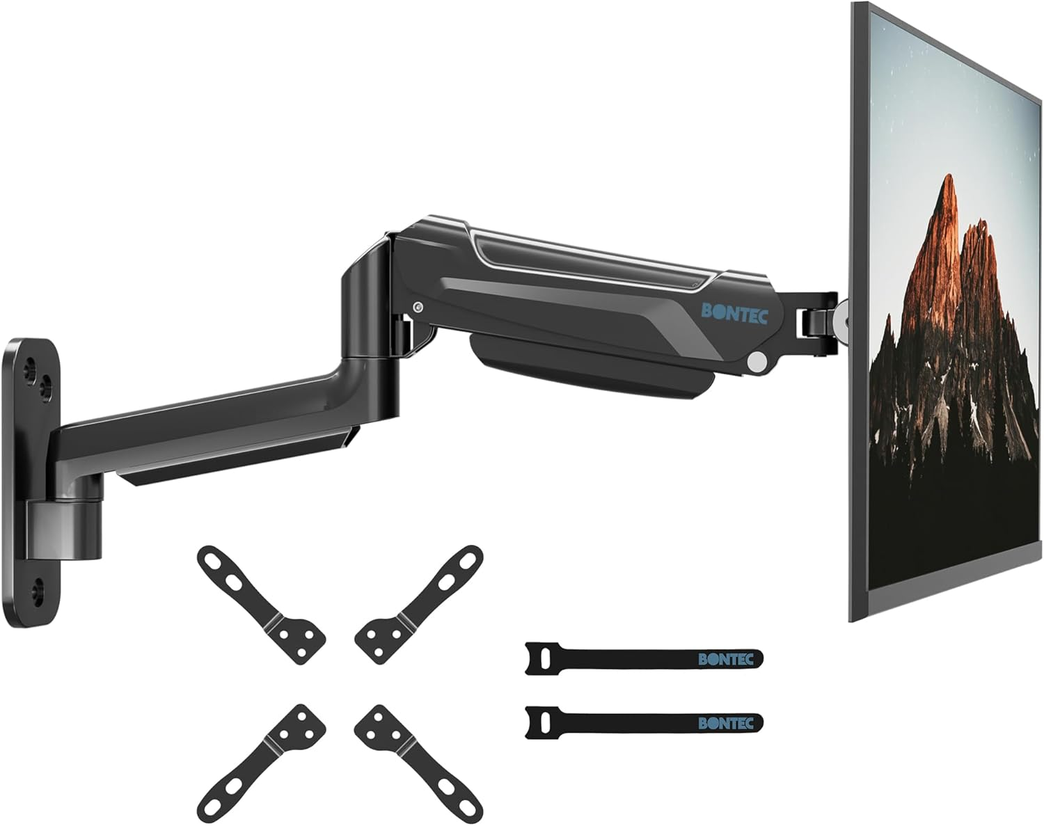 BONTEC Monitor Wandhalterung 13-42 Zoll Bildschirm Bis 9 Kg, VESA 200X200, Neigbar Schwenkbar Drehbar, Höhenverstellbar Monitor Wall Mount