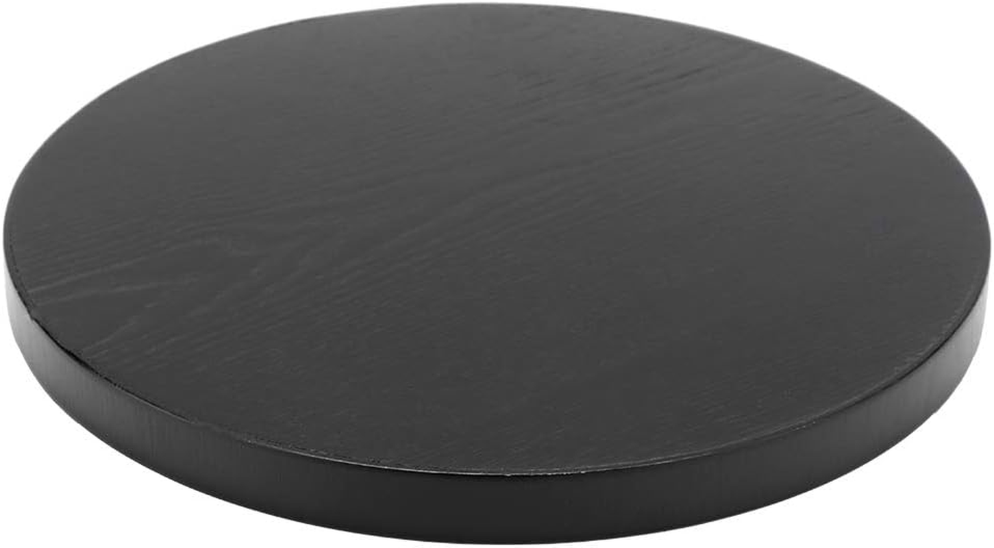 Wooden round Black Anti-Slip Tea Tray Serving Table Office Bar Home Shop Use (30Cm)