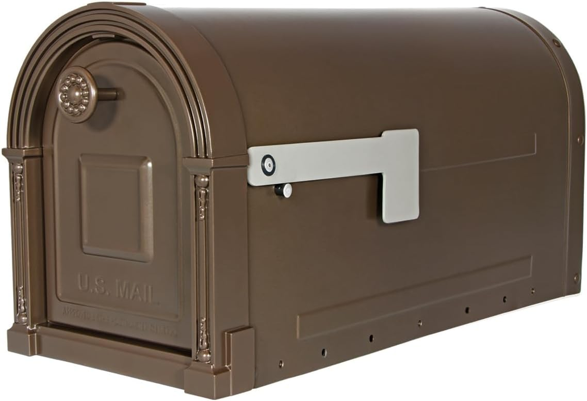 Gibraltar Mailboxes Garrison Large Capacity Galvanized Steel Venetian Bronze, Post-Mount Mailbox, GM160VBEC