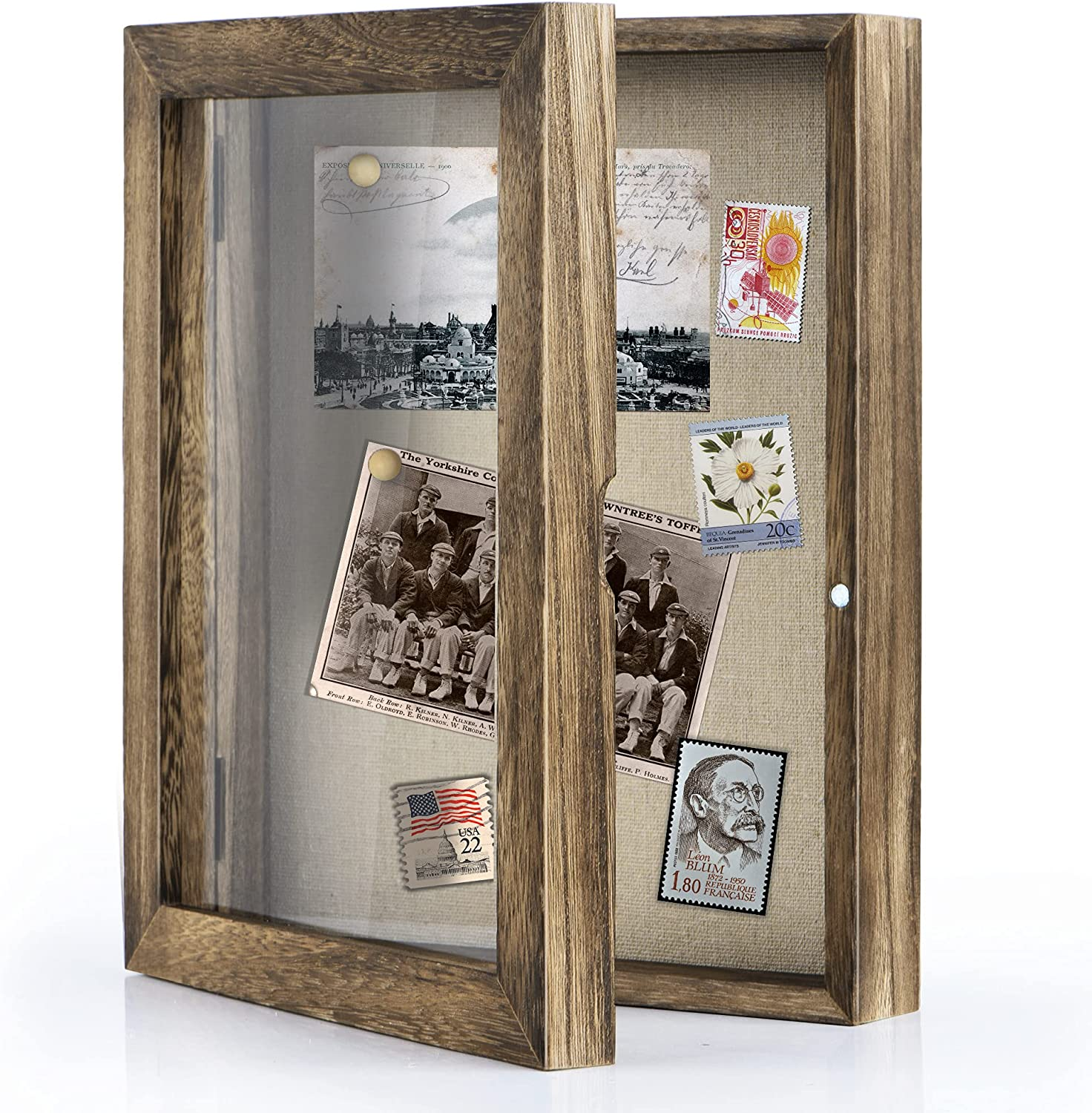 Love-Kankei Shadow Box Frame 8X10 Shadow Box Display Case with Linen Back Memorabilia Awards Medals Photos Memory Box Gift Carbonized Black