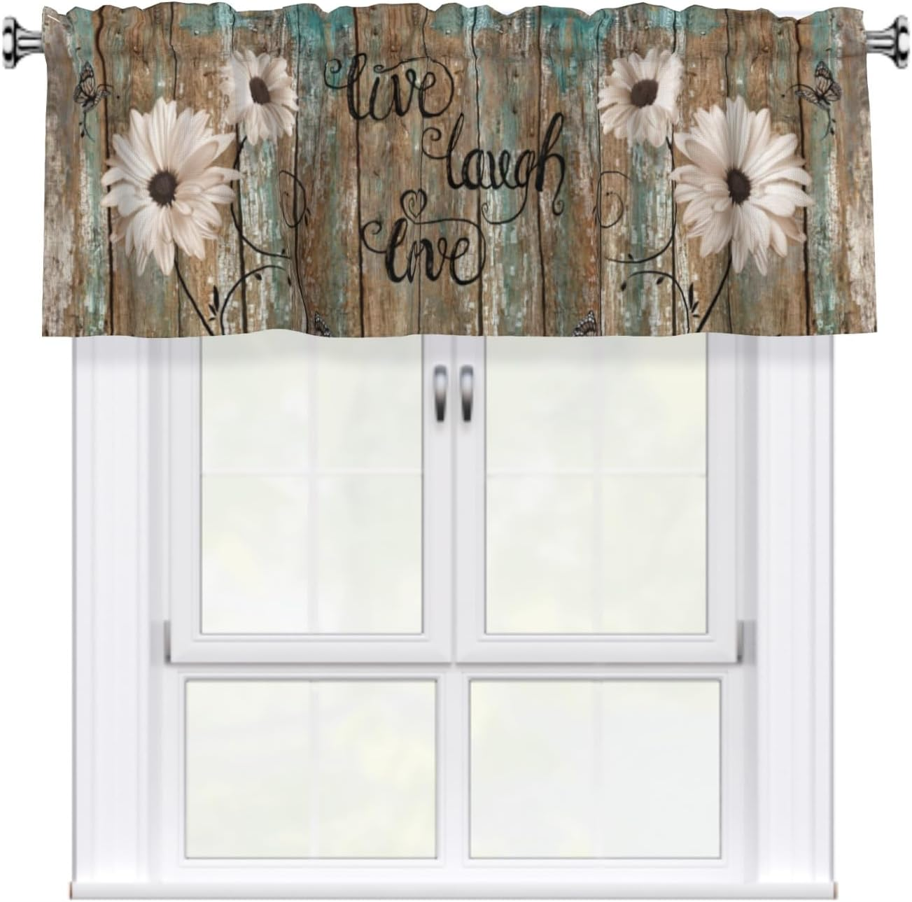 Rustic Daisy Flower Window Treatment Valances 54