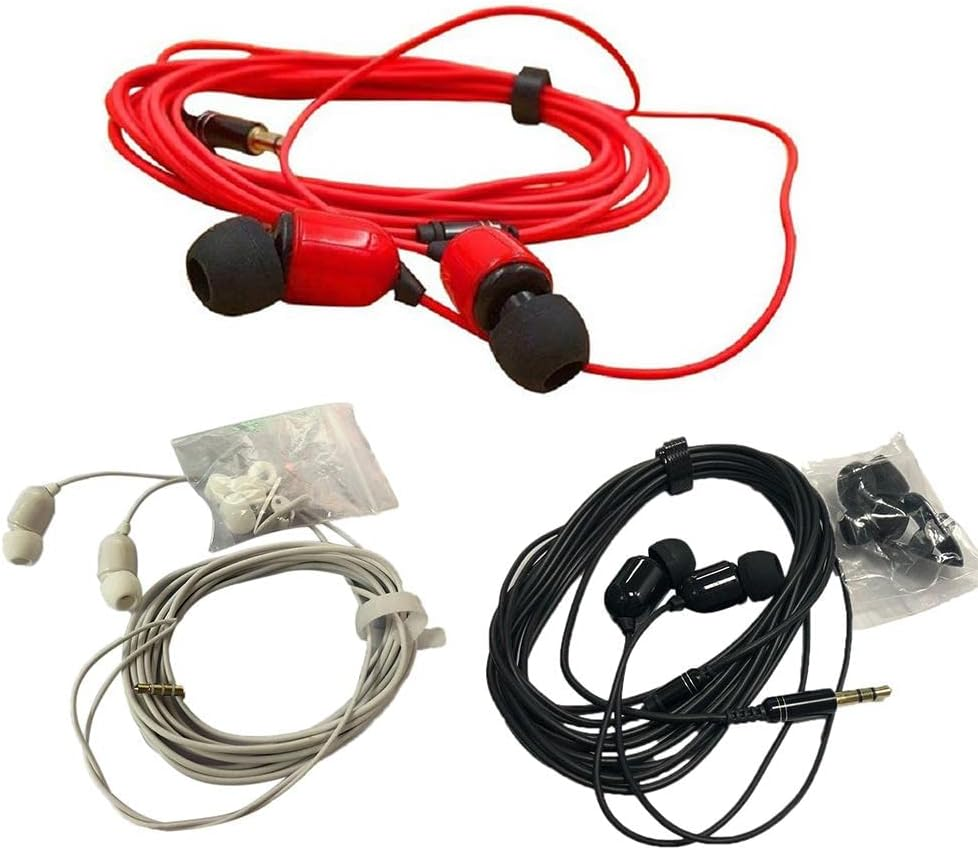 Vizgiz 3 Pack 10FT Earbuds 3.5Mm Stereo 3 Pole Headset Earphones 3 Meter Long Extension Wired Cord Cable Earphone Monitor In-Ear Headphone for Live Streamer Webcast Broadcast Phone Computer