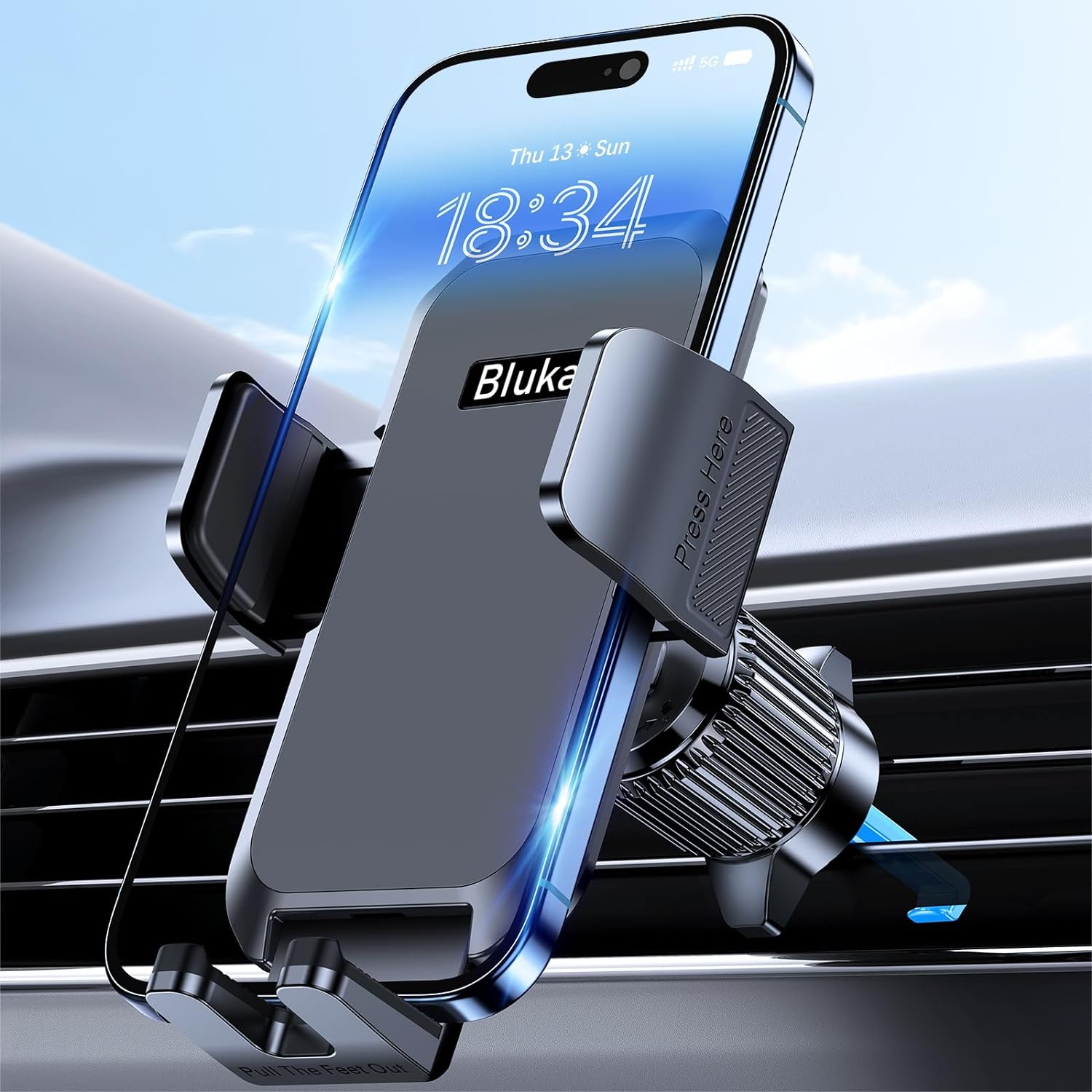Blukar Handyhalterung Auto, Handyhalter Für Autos Lüftung Mit Upgraded Stabilere Version & Ein-Knopf-Release, 360° Drehbar KFZ Autohalterung Für Iphone, Galaxy Und Andere Android Smartphone