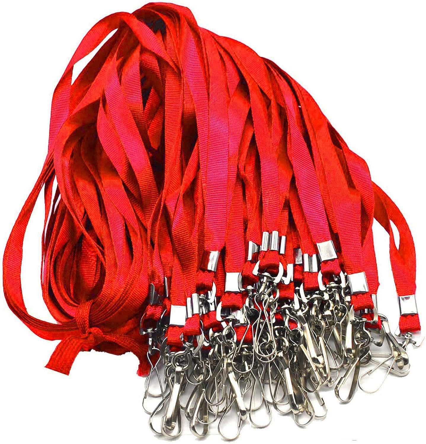 cordones rojos para credenciales identificacion con clip y gancho j paquete 100