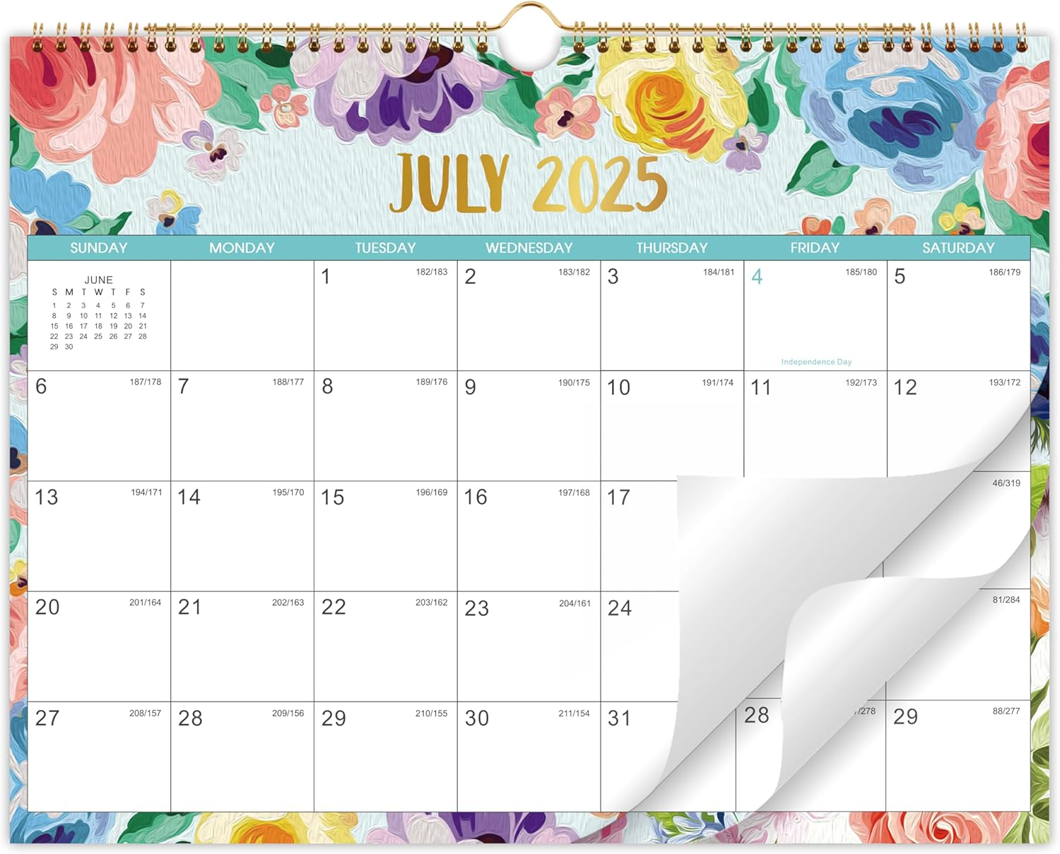 2025-2026 Wall Calendar - JULY 2025 - DECEMBER 2026, 18 Monthly Calendar Wall, 11.75'' × 14.75'', Large Wall Calendar 2025-2026 With Spiral Bound, Hanging Calendar with Premium Paper, Julian Dates, Writing Blocks