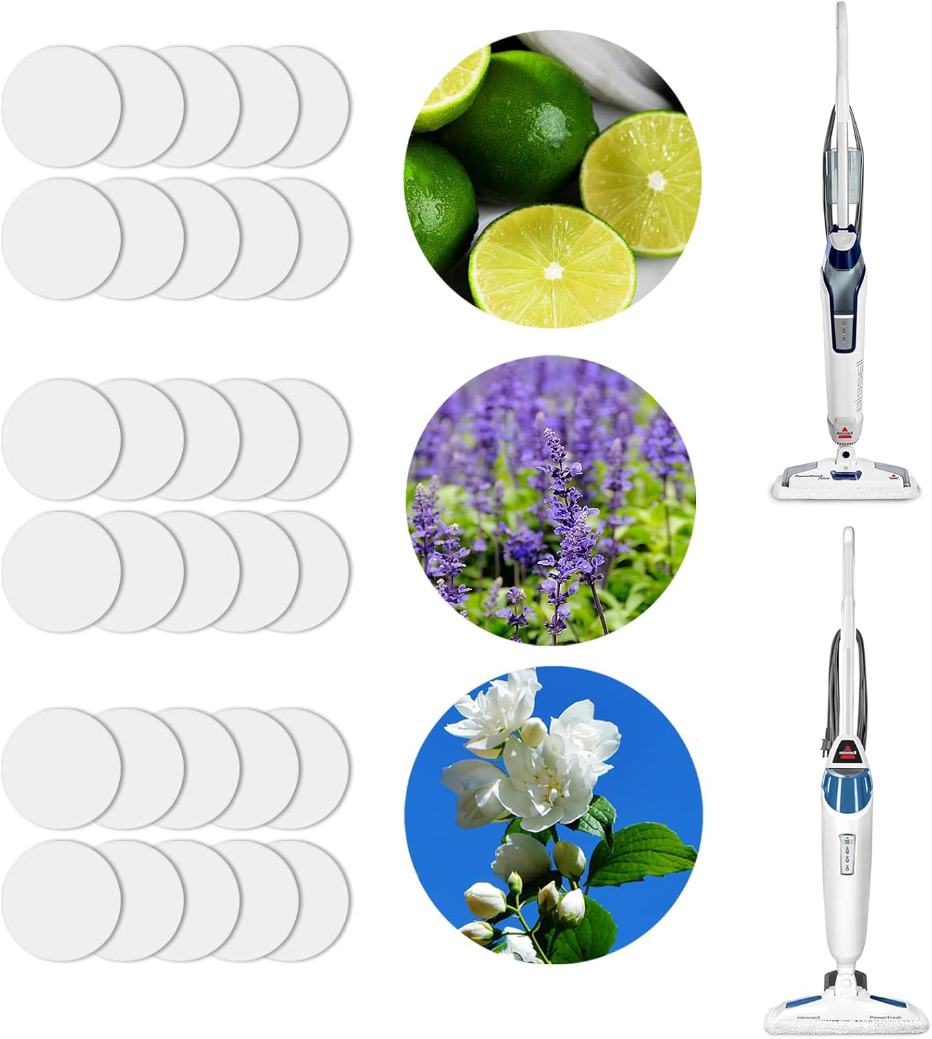30 Pack Steam Mop Scent Discs Compatible with Bissell Powerfresh and Symphony Series, Fits Model 1940, 1806, 1132