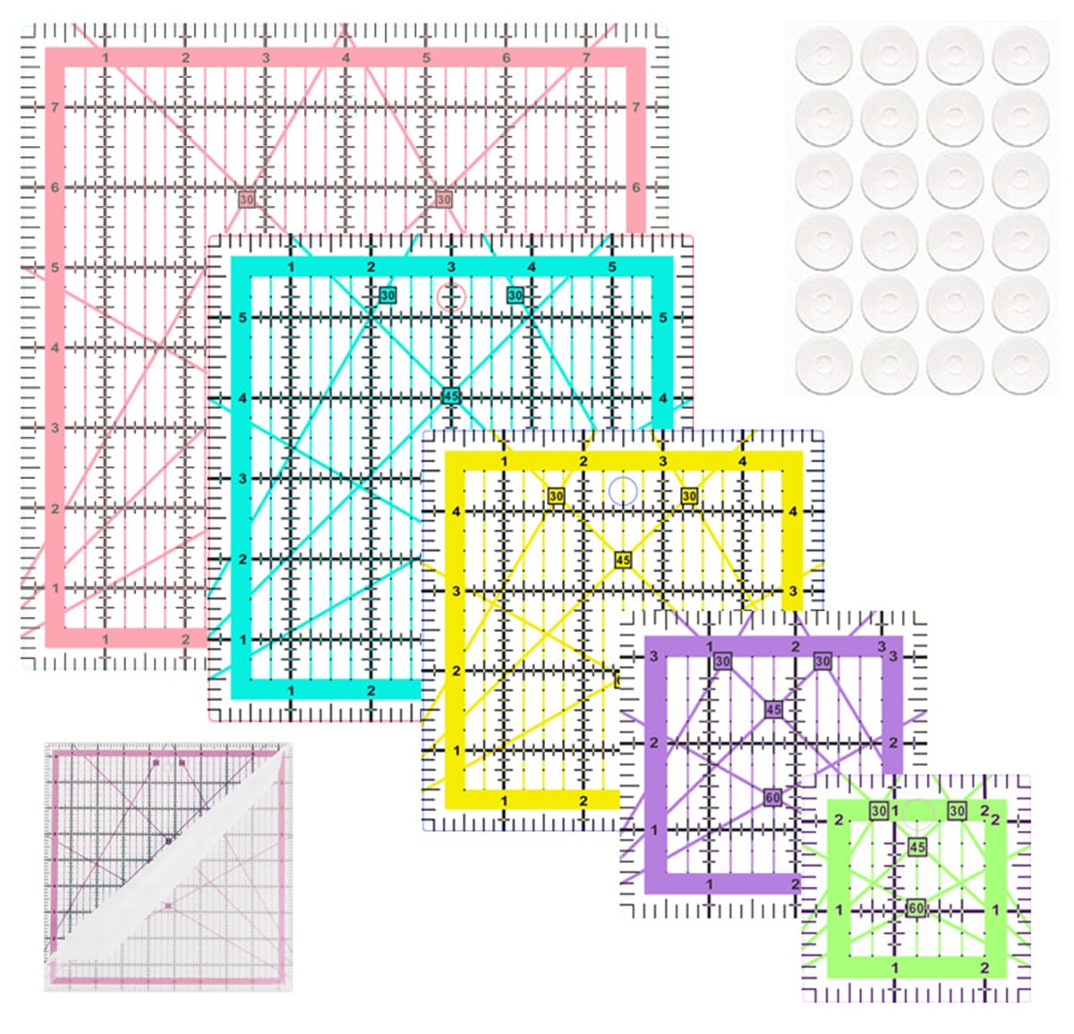 Quilting Rulers,5 Quilting Square Rulers(2.5