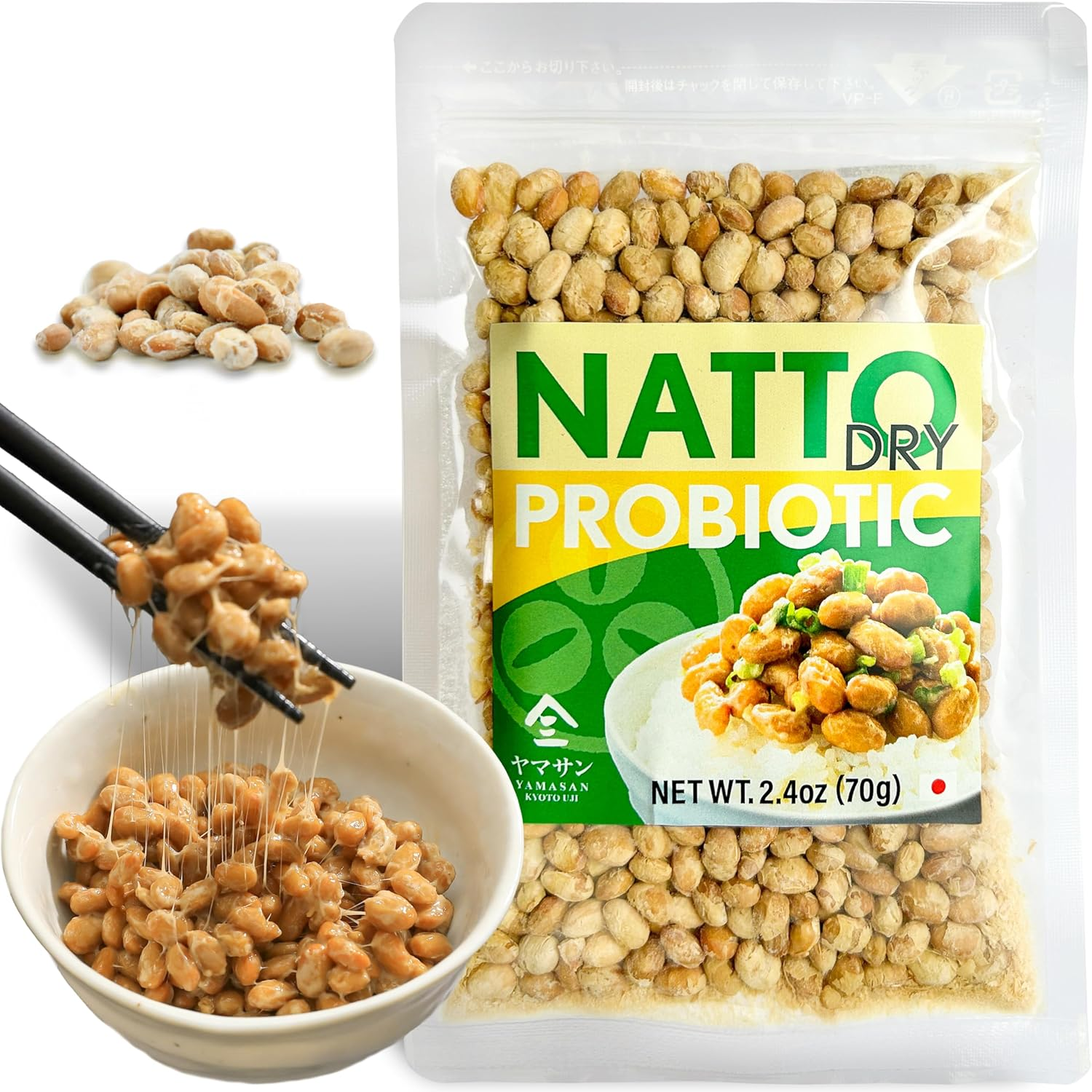 YAMASAN KYOTO UJI Japanese Natto Fermented Soybean, Freeze-Dried Natto
