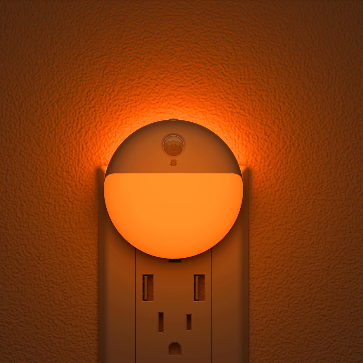 2 Pack Plug in Sleep Night Light with Motion Sensor and Dusk to Dawn Sensor, 3 Modes, Soft Glow, Stepless Dimming, LED Lights for Bedroom, Sleep, Baby Nursery, Kids, Toddler, Home Decor (Amber)