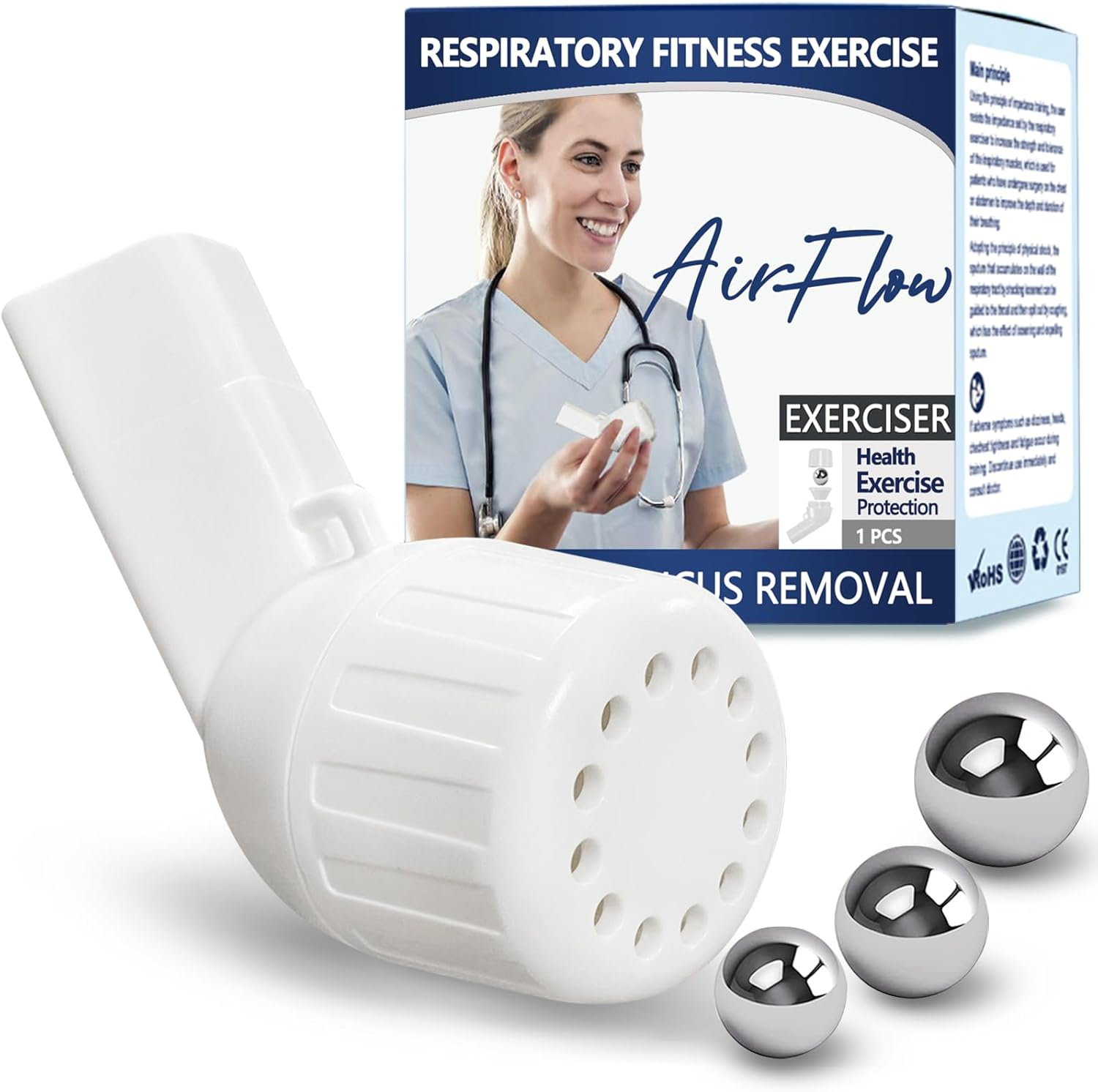 Breathing Exercise Device for Lungs, Acapell Flutter Valve, Natural Mucus 
