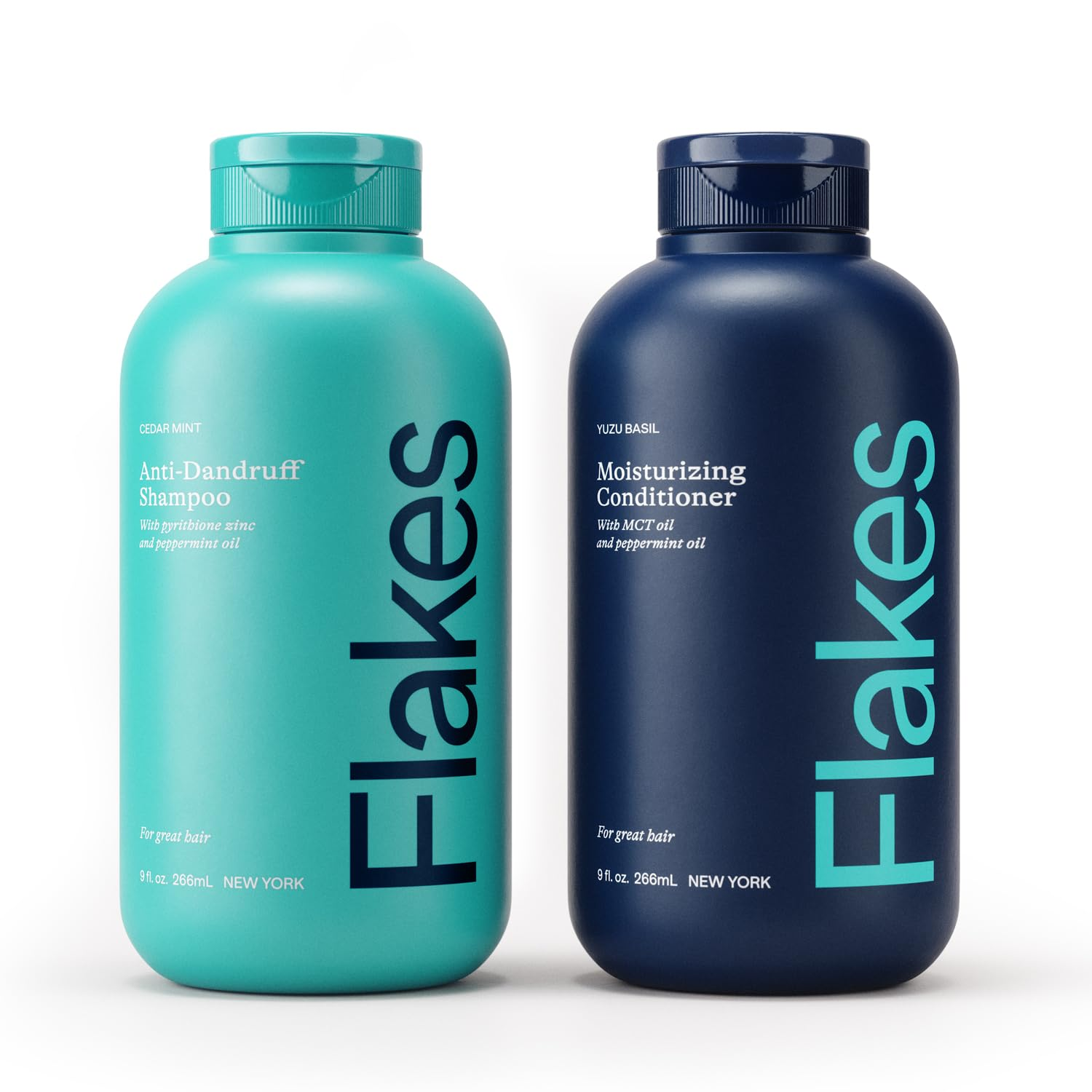 Flakes Anti-Dandruff Shampoo and Conditioner Set for Men | Dry, Flaky, & Itchy Scalp Relief | Sulfate and Paraben Free for Healthy Hair | Gentle, Hydrating Shampoo & Moisturizing Conditioner | 9 Fl Oz