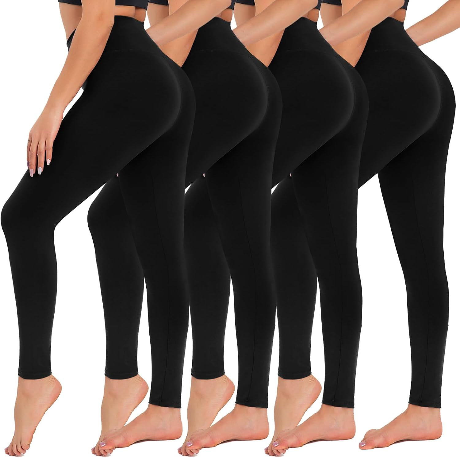 4-Pack Women’s High-Waist Tummy Control Leggings – Yoga, Gym, Plus Size