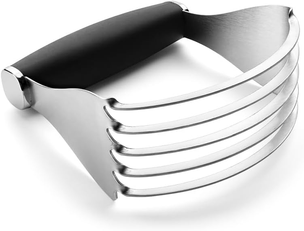 XL Stainless Steel Pastry Cutter Tool for Baking - Heavy Duty Dough Blender - Butter & Dough Cutter Tool with Sharp Blades - Pastry Blender for Easy Mixing - Dishwasher Safe - Black