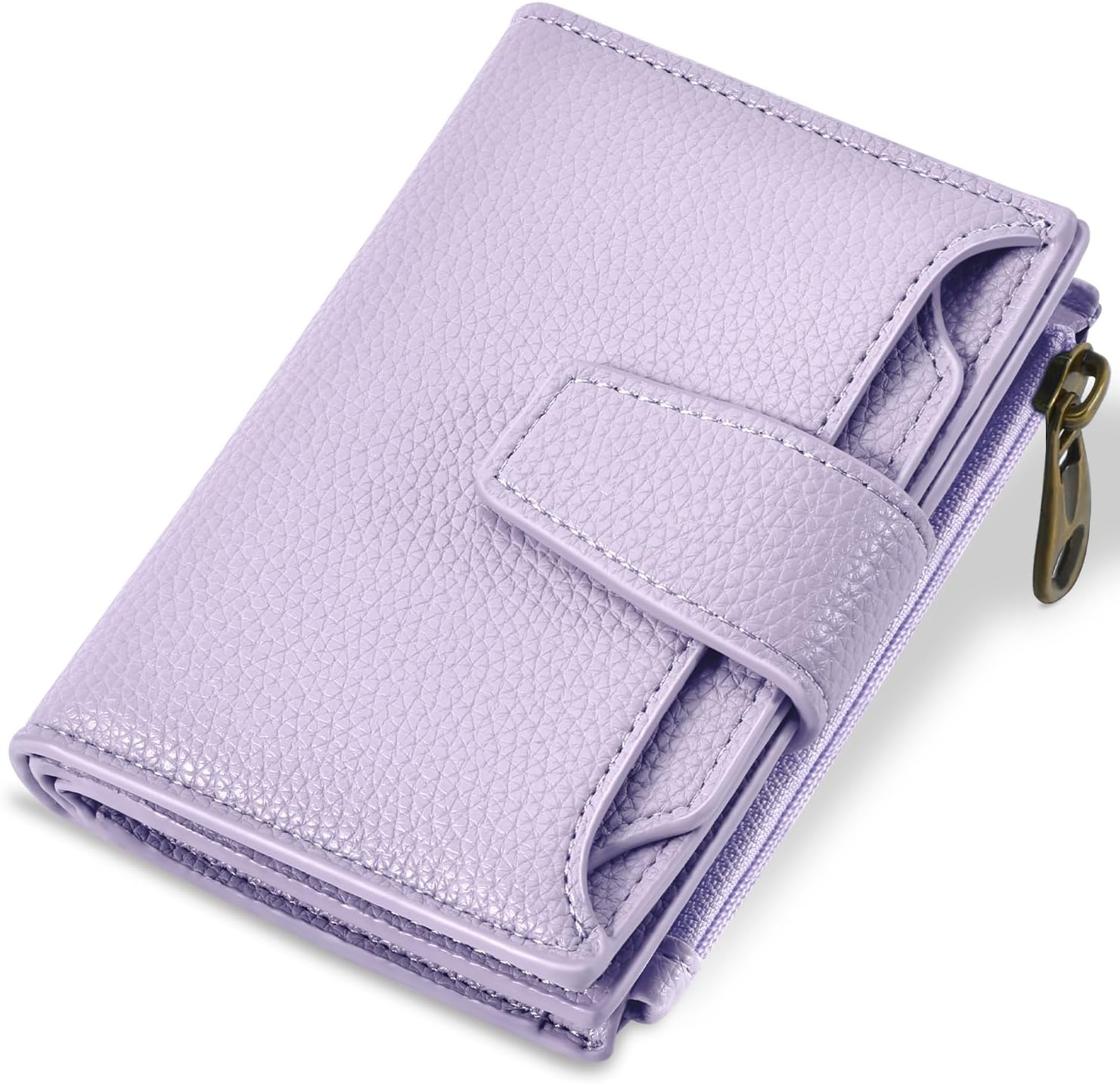 Small Wallet Women RFID Blocking Soft Leather Bifold Compact Card Holder Wallet for Women with Zipper Coin Pocket 4 ID Window