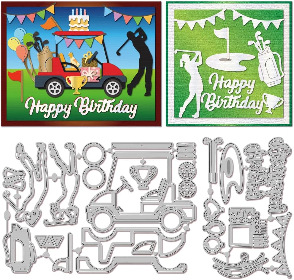 Birthday Golf Cutting Dies for Card Making Happy Birthday Cut Die for DIY Scrapbooking Journal Embossing Paper Craft Decor