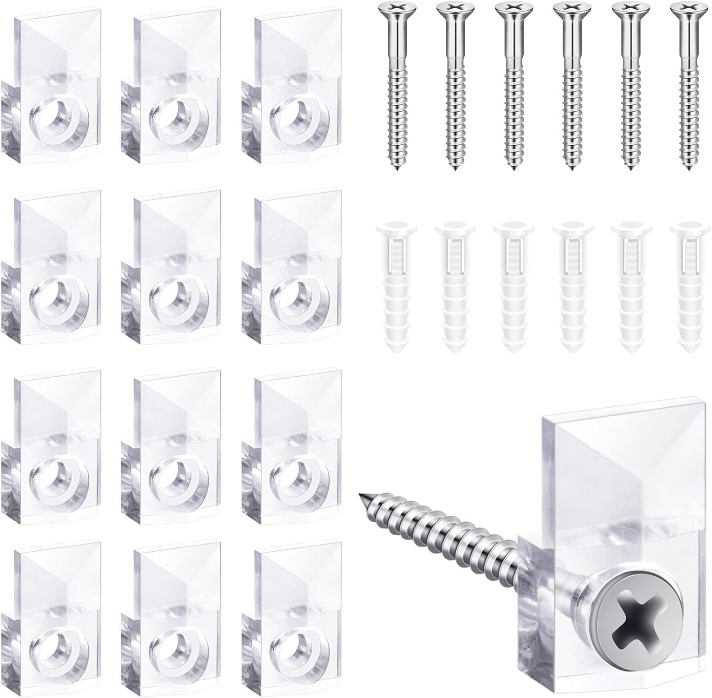 22 Sets of Mirror Holder Clip Kit, Mirror Hanging Kit with Screws, Classic Style