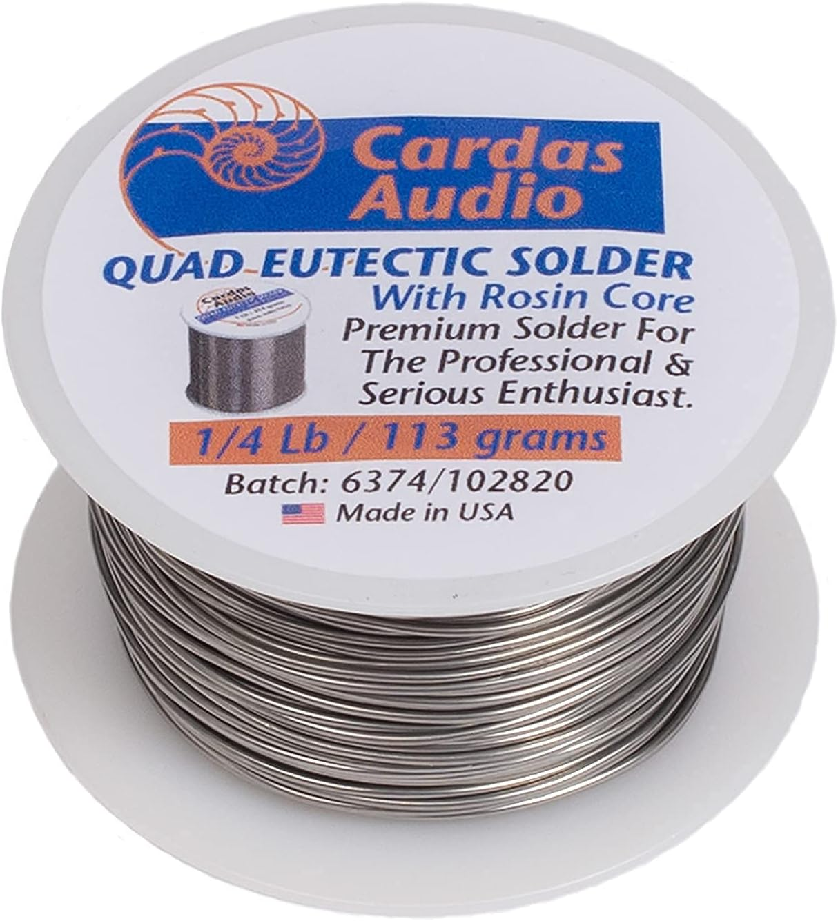 Cardas Soldering Wire Quad Eutectic Silver Solder with Rosin Flux 1/4 Lbs (113G) Roll