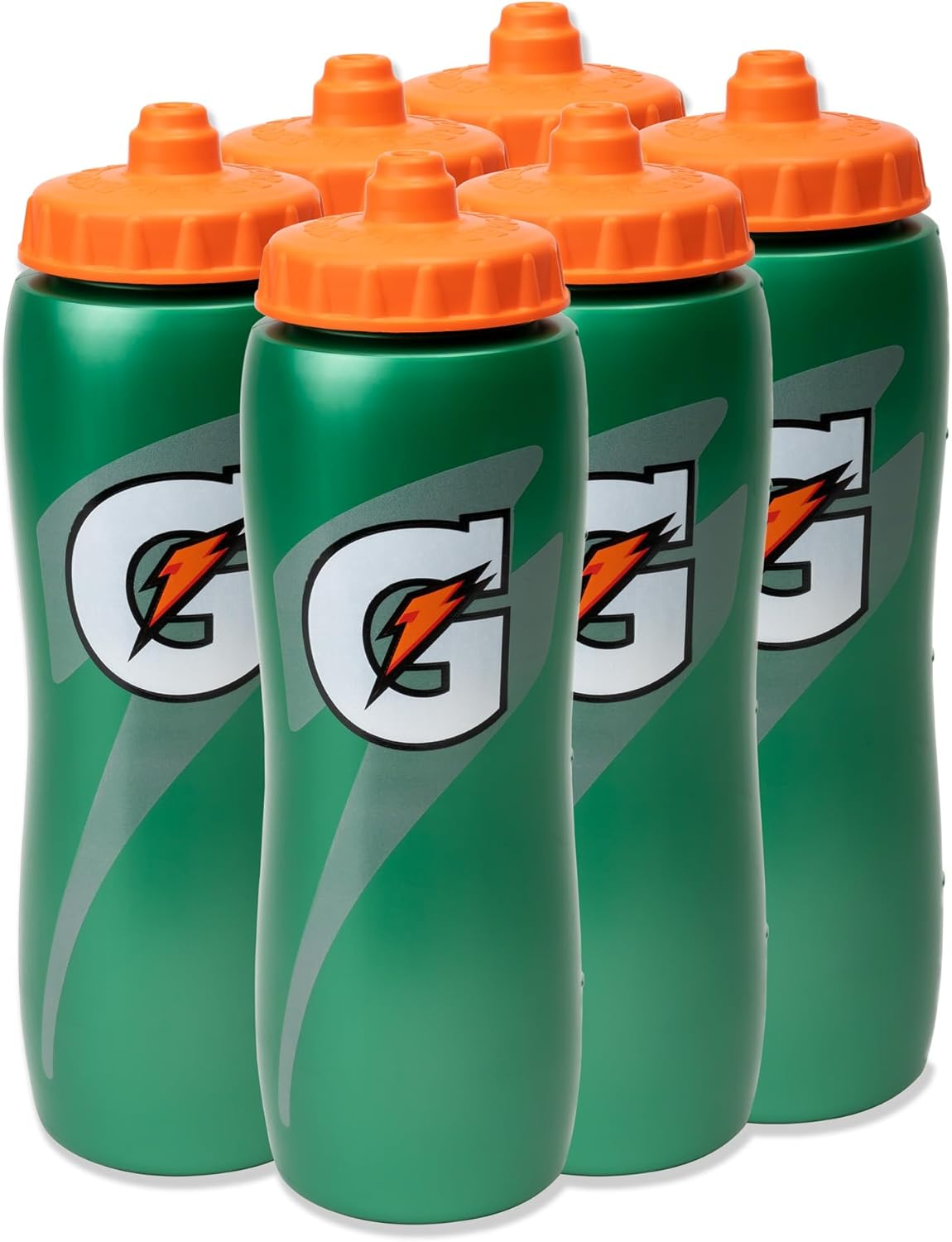 Gatorade 32 Oz Squeeze Sports Bottle, 6-Pack with Ergonomic Grip Design