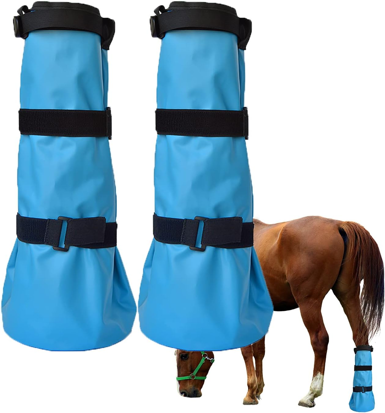 a Pair Hoof Soaker Boot Equine Soaking Boot Horse Soak Bag Draft Soaker Sack Horse Foot Wrapped Hooves Care Bags Easy Use Icing Treatment Bucket