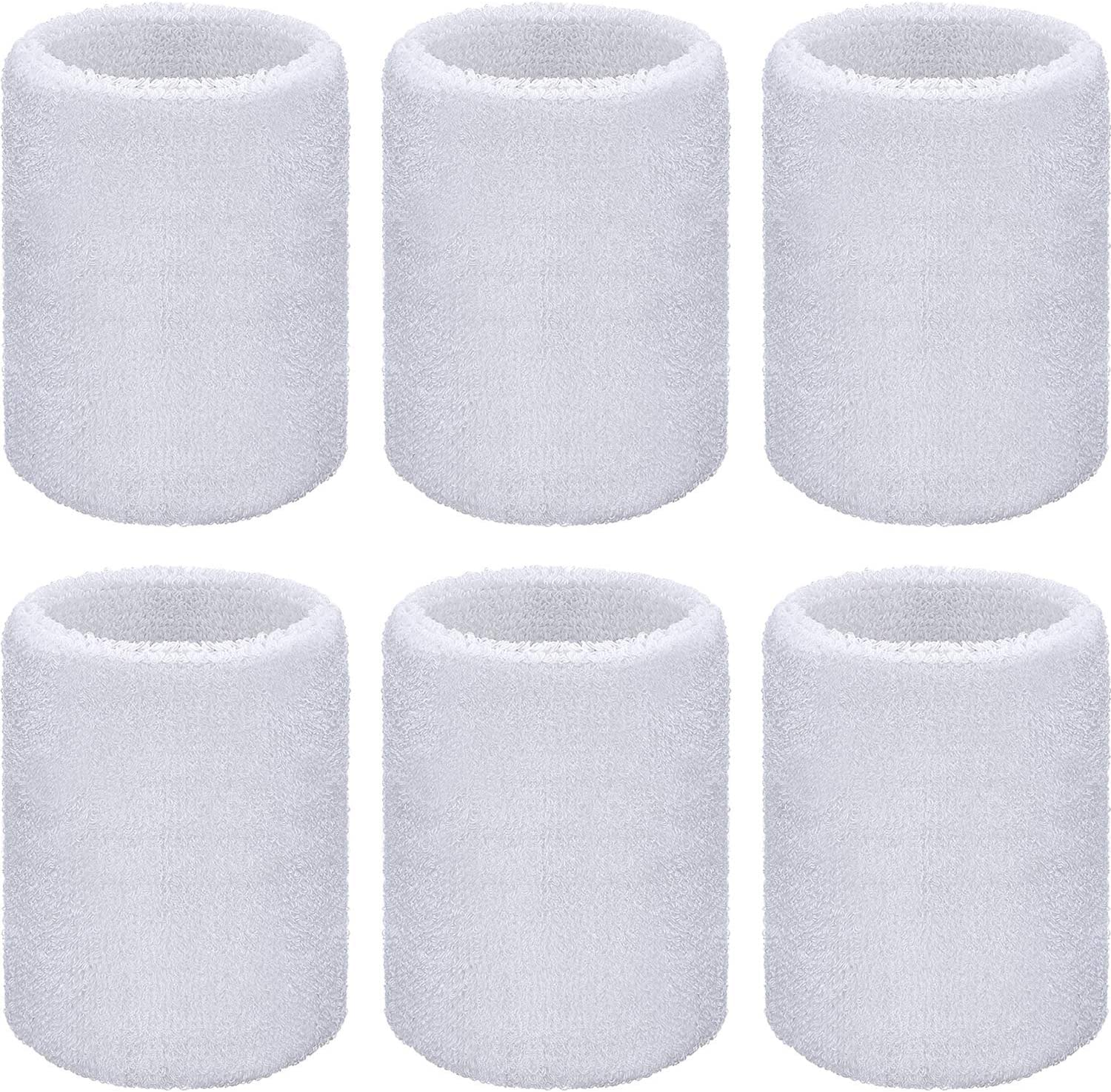 Wrist Sweatbands, Sports Sweatbands for Competition, Sweat Absorbent, for Basketball, Tennis, Football, Running and Work (Pack of 6)