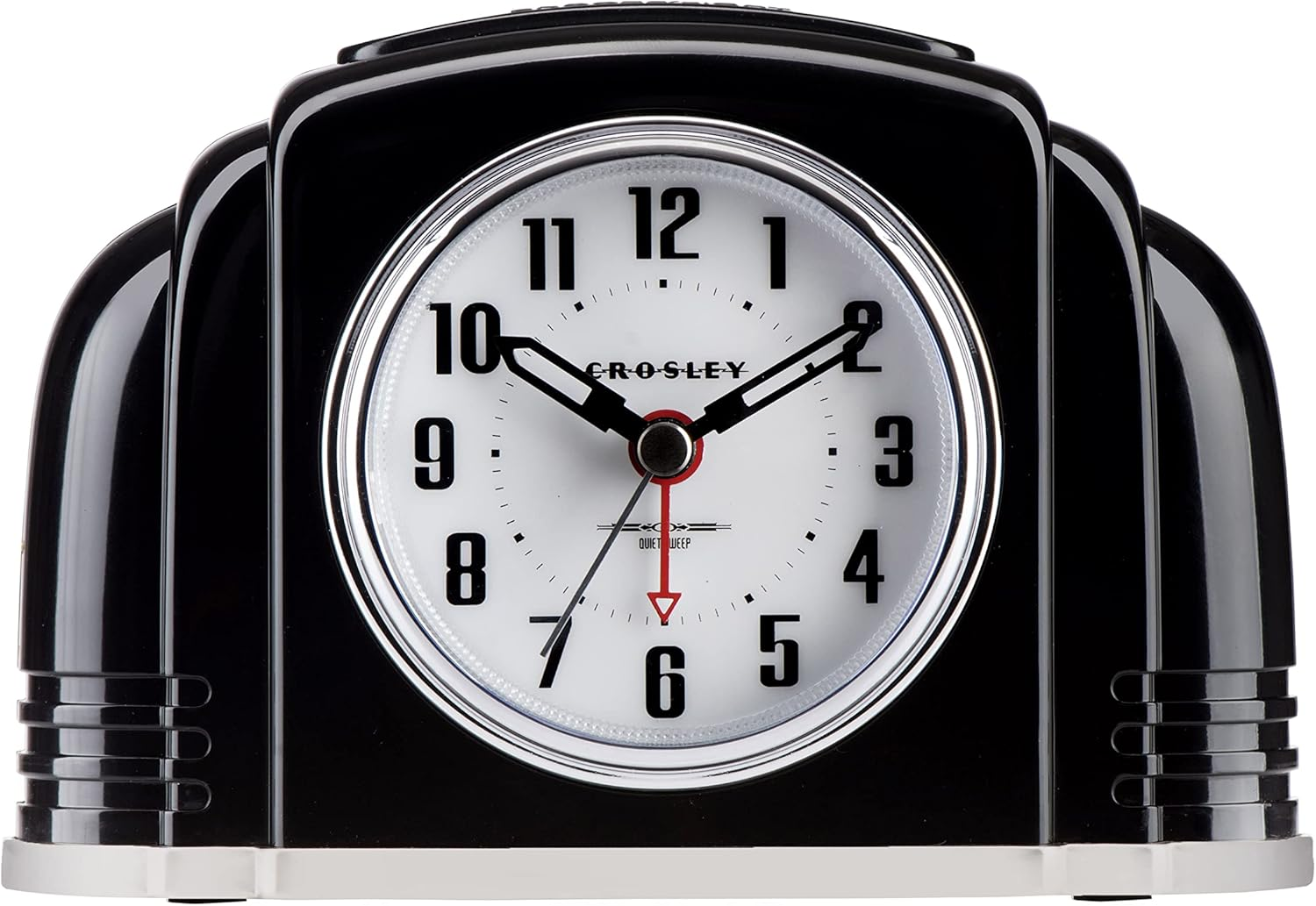Crosley Vintage Art Deco Analog Alarm Clock, Quiet Ticking, Automatic Dimmable 
