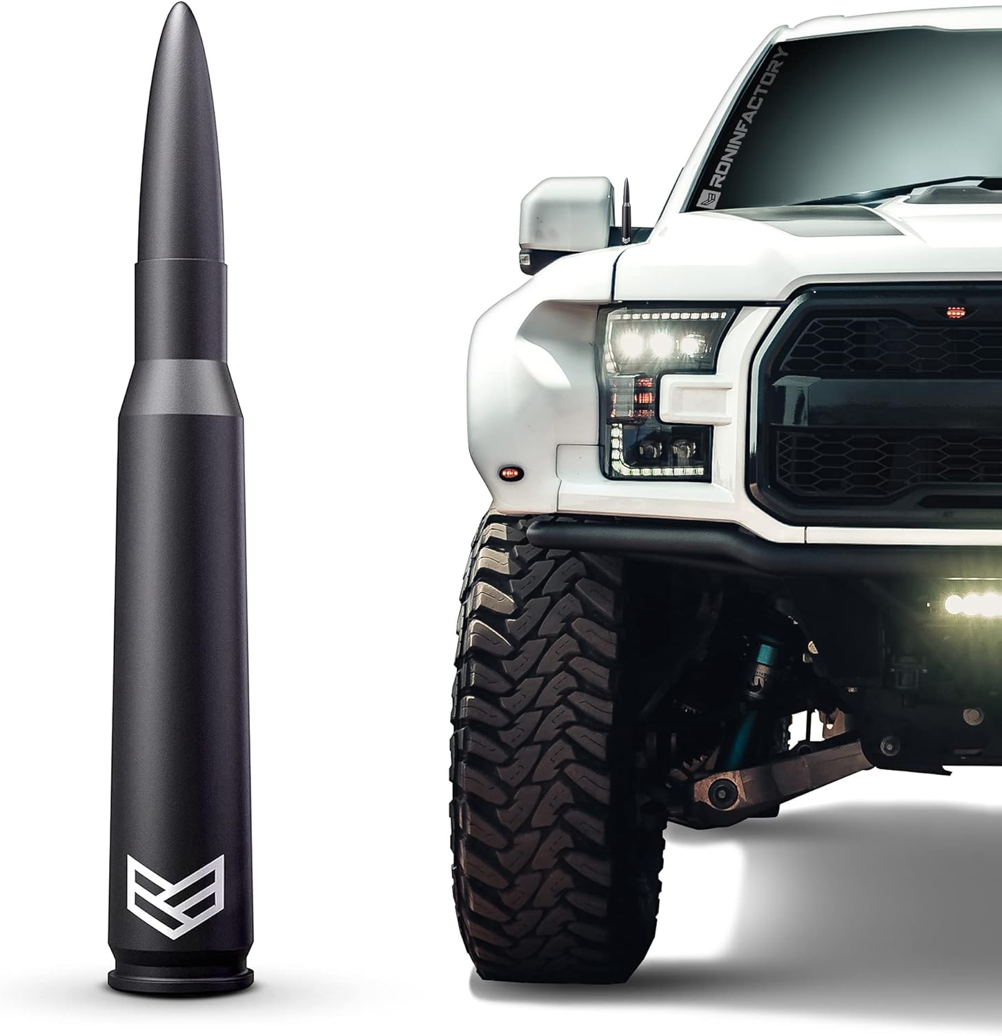 Bullet Antenna for Ford F150 F250 F350 Super Duty Ford Raptor Ford Bronco Accessories Truck Ford F150 Accessories & Dodge RAM - Anti-Theft Design - Short Replacement Antenna
