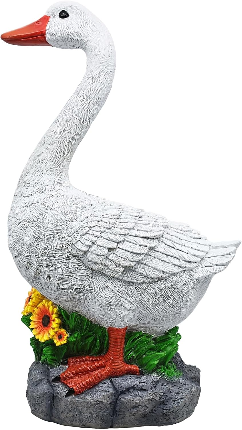 Porch Goose Statue Cygnus, Big Resin Garden Lawn Yard Décor, Sculpture, 20 Inches High Figurine, Duck, Indoor and Outdoor, by Ggtown TM