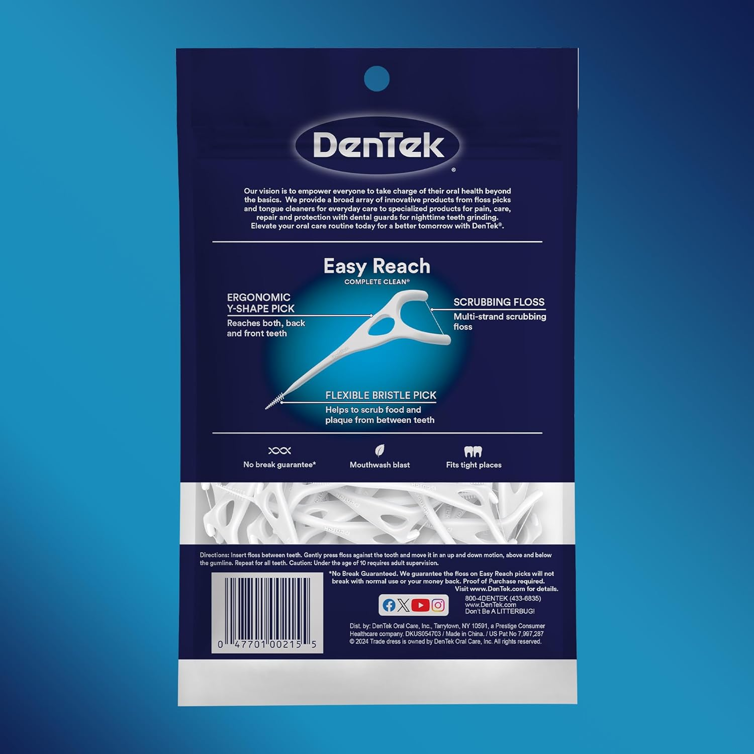 DenTek Complete Clean Easy Reach Floss Picks, No Break & No Shred Floss, 75 C... - Picture 9 of 13
