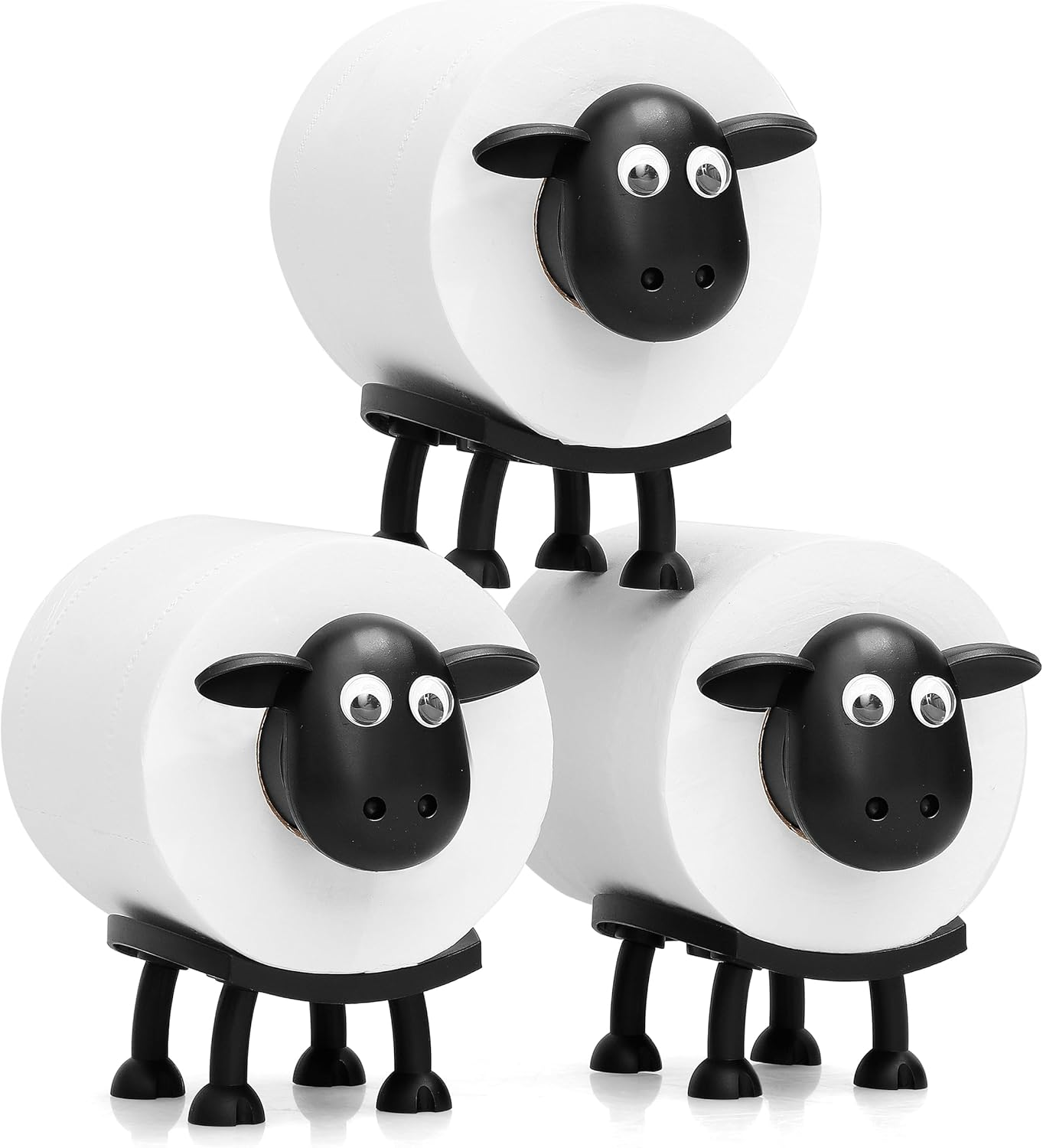 Sheep Toilet Roll Holder - Funny Toilet Paper Holder Free Standing Bathroom Set - 3D Printed Black Sheep Loo Roll Holder - Hilarious Tissue Paper Roll Storage - Cute Bathroom Decor - Set of 3