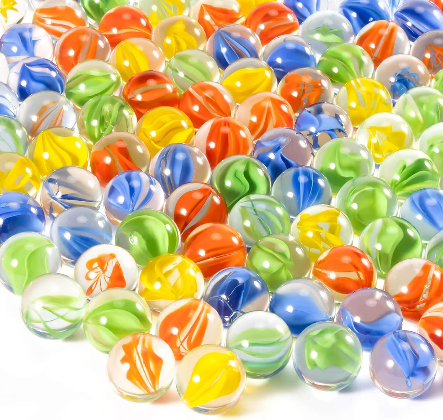 Glass Marbles - Marbles Bulk 100Pcs Cat Eye Marbles Mix 4 Colors Medium Sized