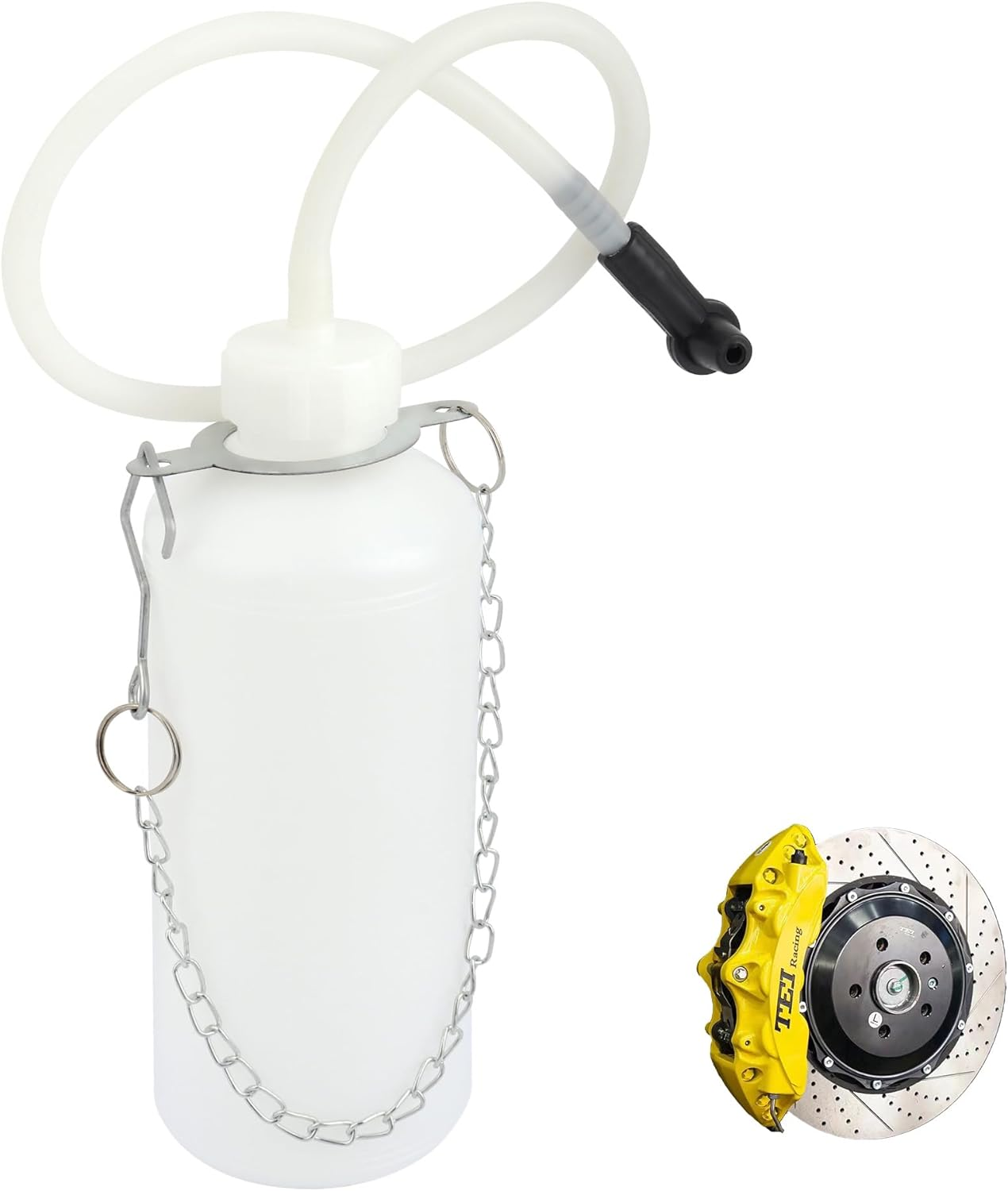 Standard One Man Brake Bleeder Kit,1L Brake Bleeder Bottle with 24inch Rubber Ho