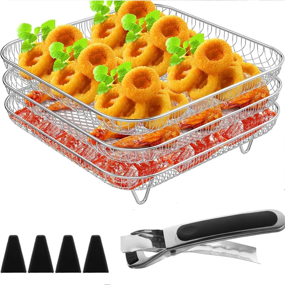 3 Layer Air Fryer Rack Square, 7.8