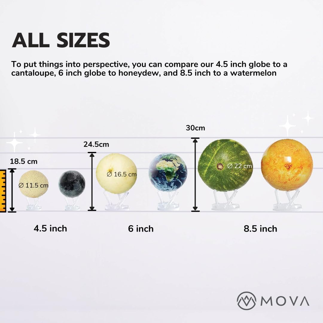 MOVA Globe Green and Gold 6" with Base, Solar Powered Rotating Globe No Need ... - Picture 6 of 14