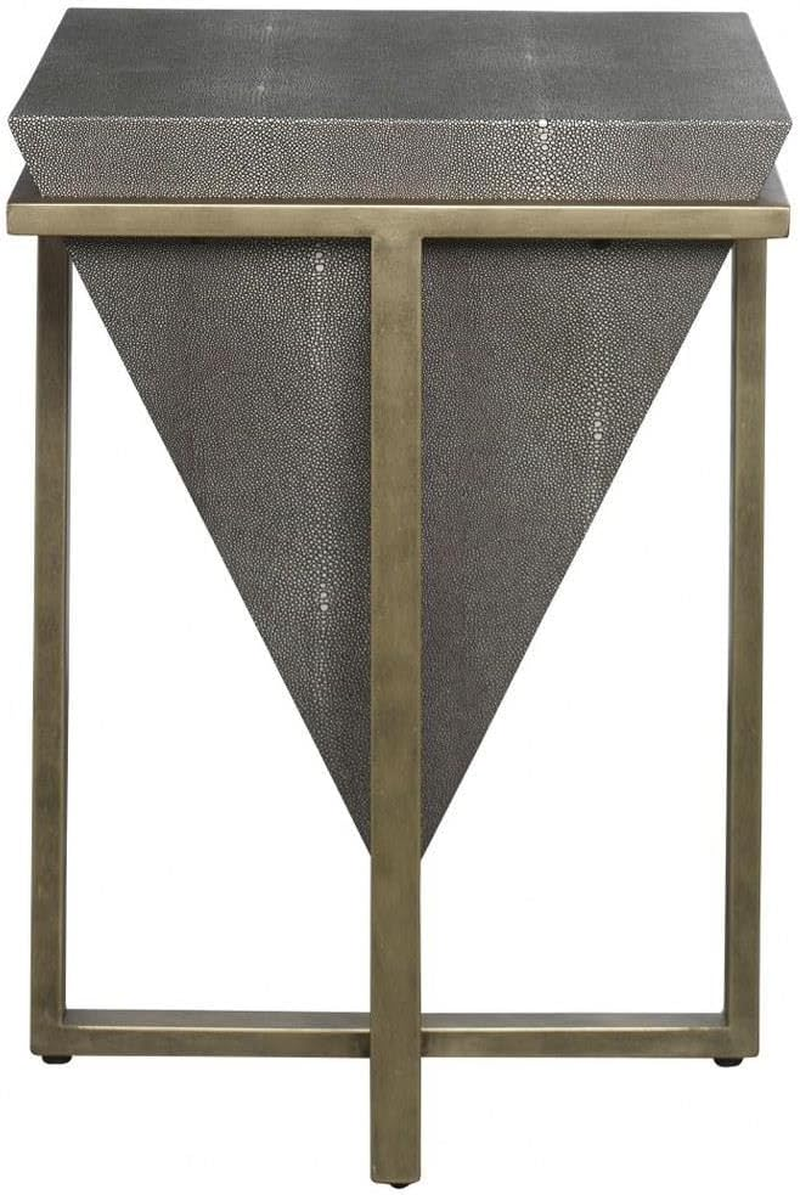Stylish  Bertrand Gray Faux Shagreen Accent Table - 18.25