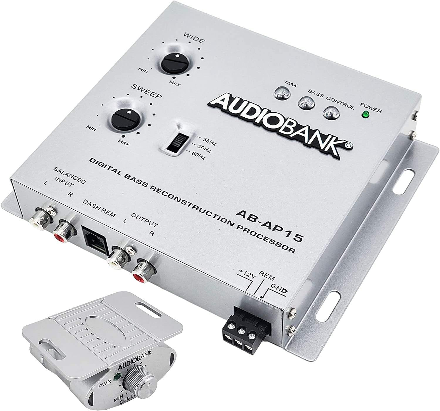 Audiobank AP15 Bass Processor - 1/2 Din Car Audio Restoration With Remote Knob