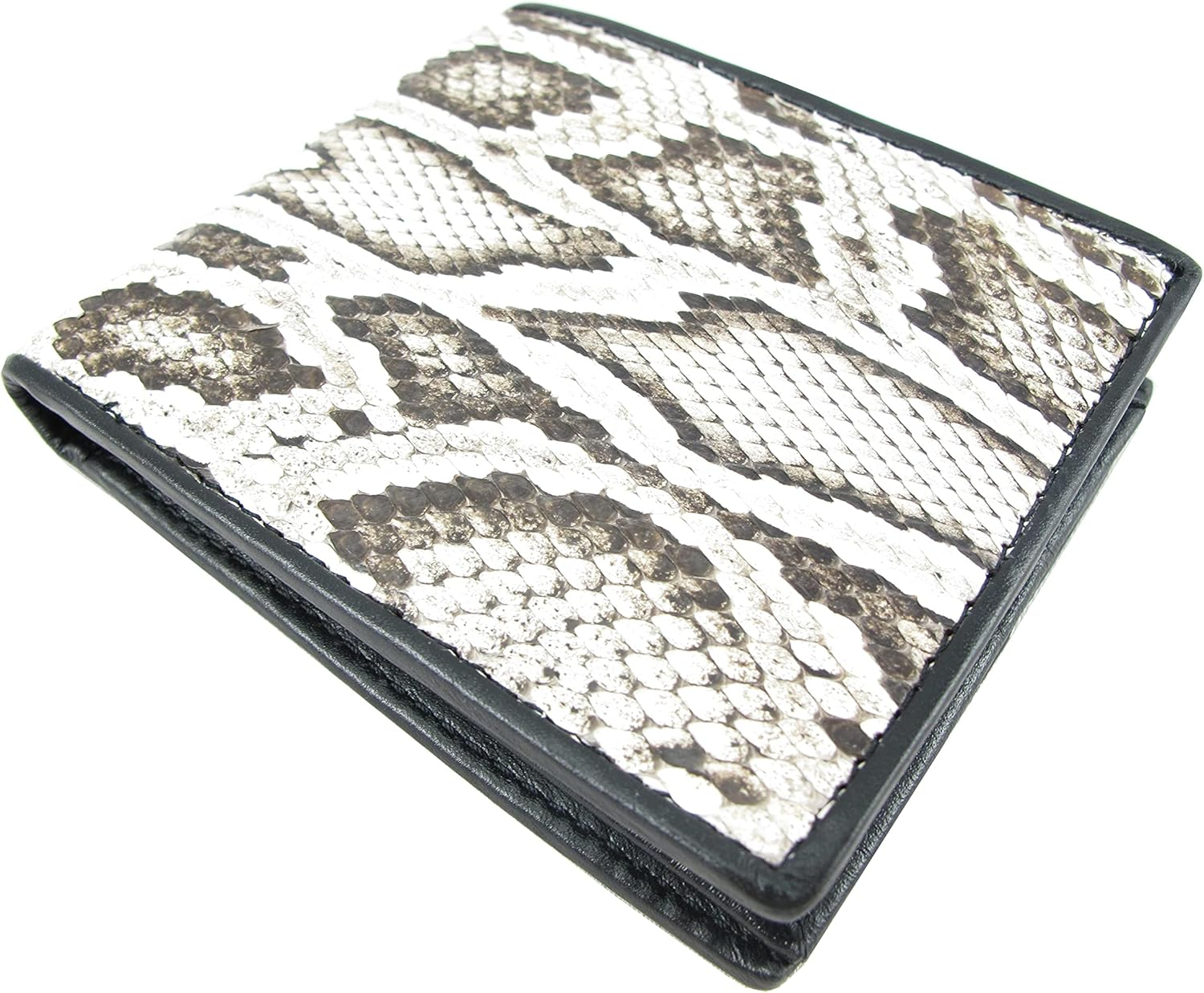Genuine Python Snake Skin Leather Bifold Wallet ([B1] 6 Card Slots + 2 ID Windows + 2 Compartment for Bills, Burmese Natural)